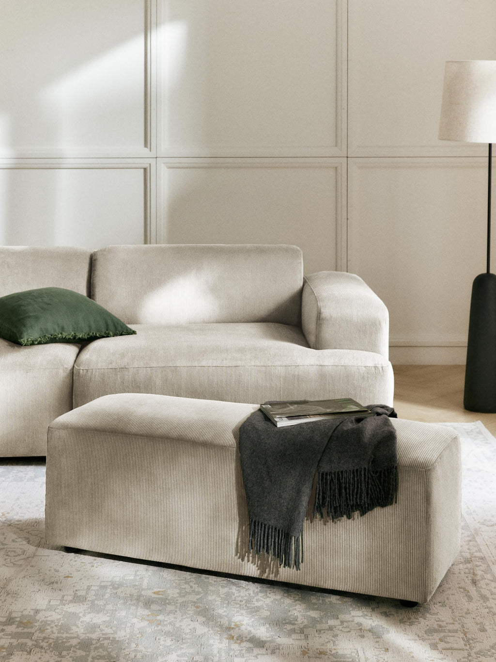 Melva XL Corduroy Ottoman, W 116 x D 42 cm