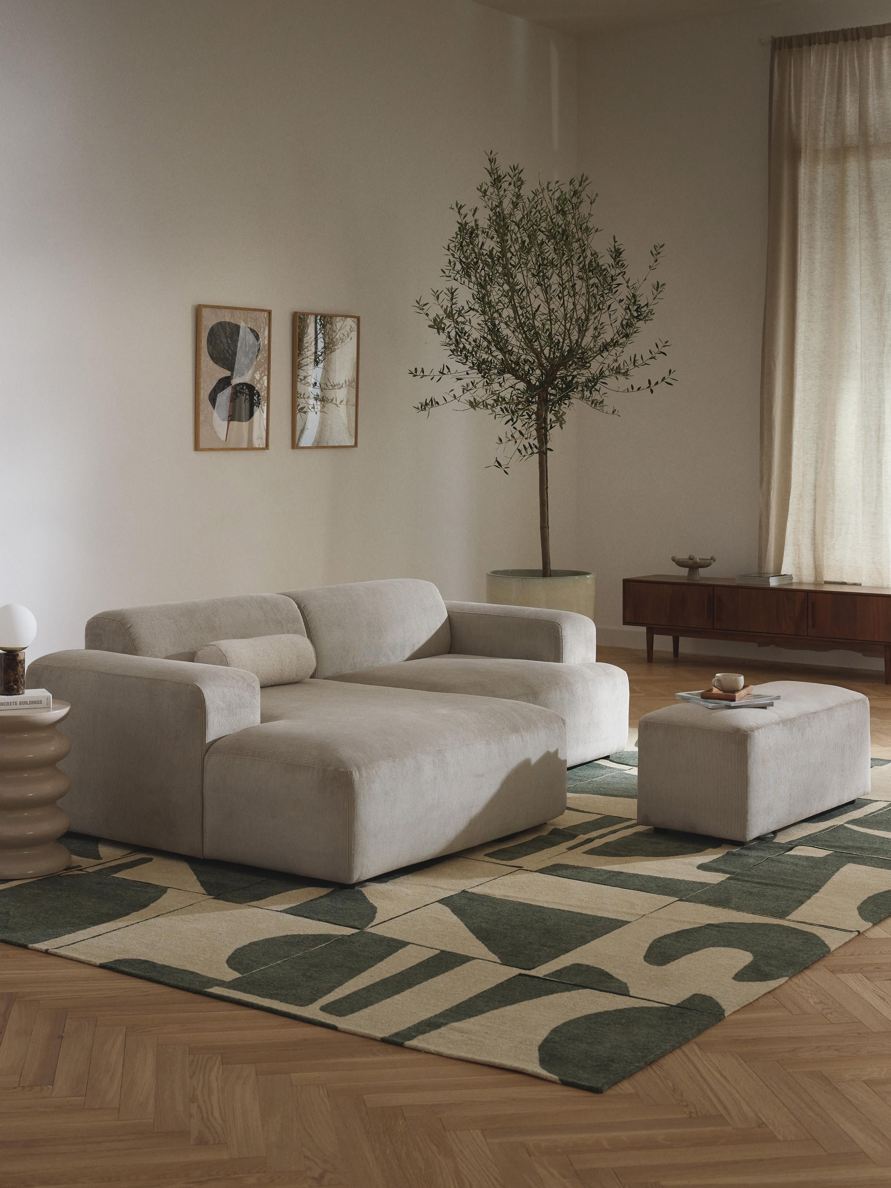 Melva XL Corduroy Ottoman, W 116 x D 42 cm