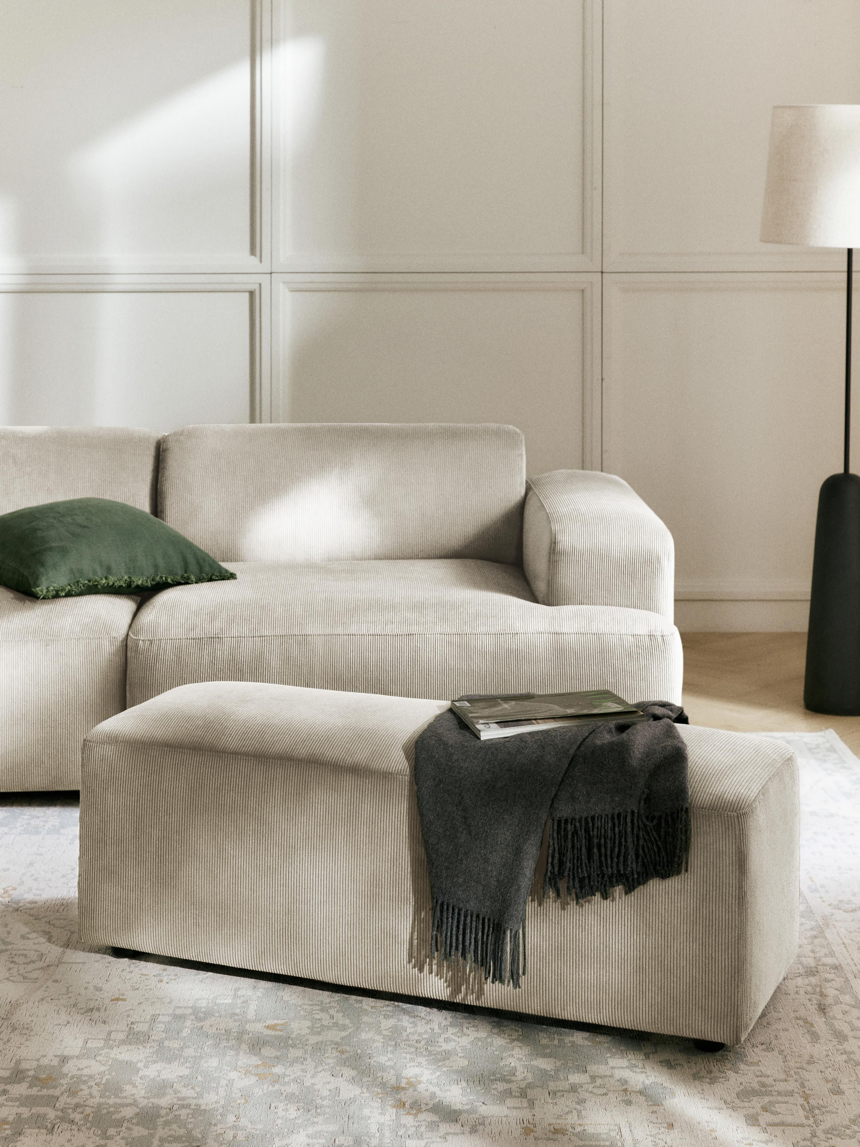 Melva XL Corduroy Ottoman, W 116 x D 42 cm