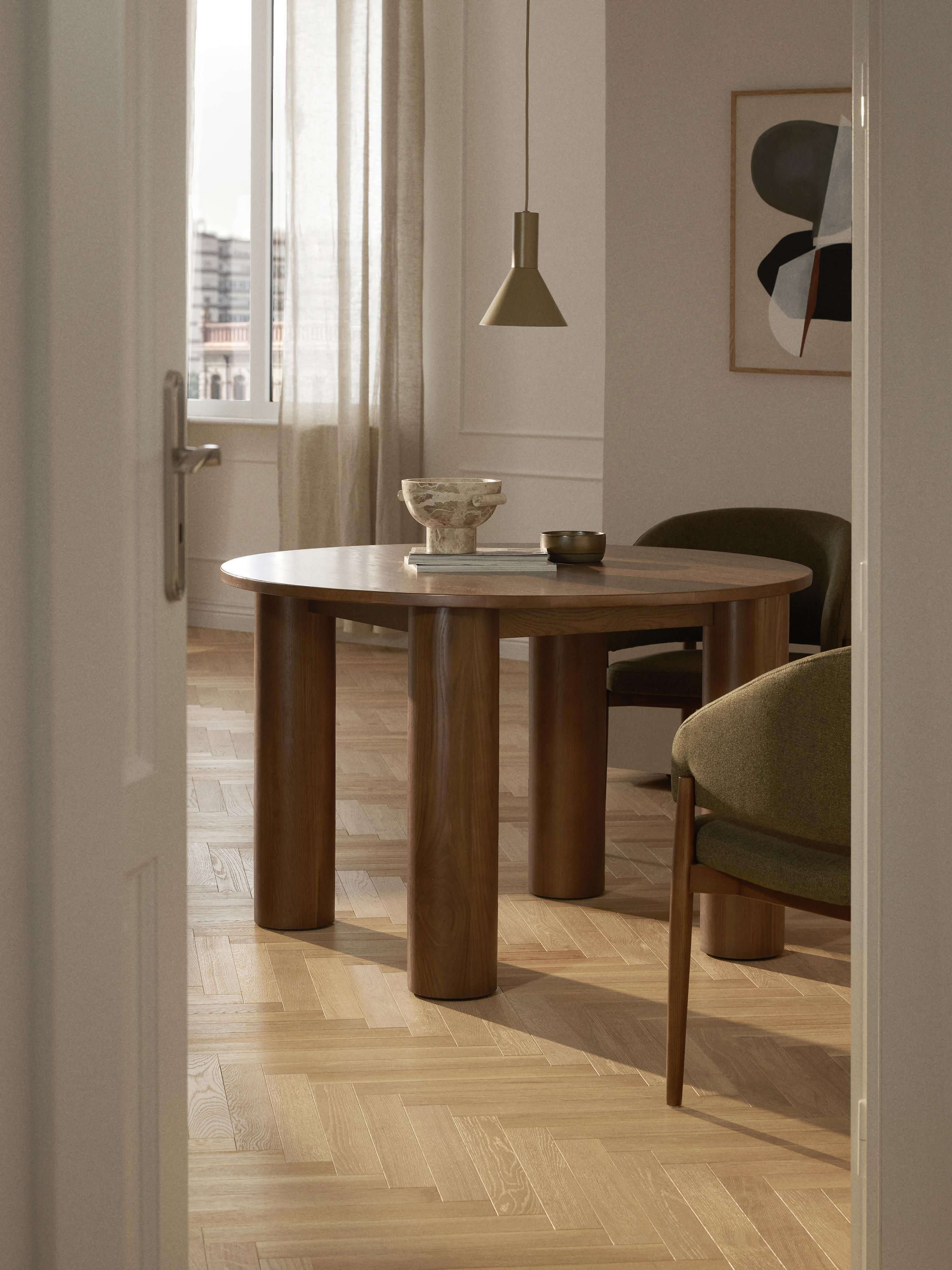 Ohana Round Oak Wood Dining Table, Ø 120 cm