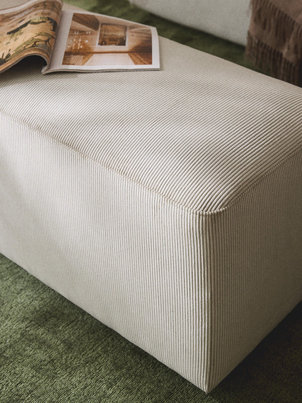 Melva Corduroy Ottoman, W 99 x D 42 cm