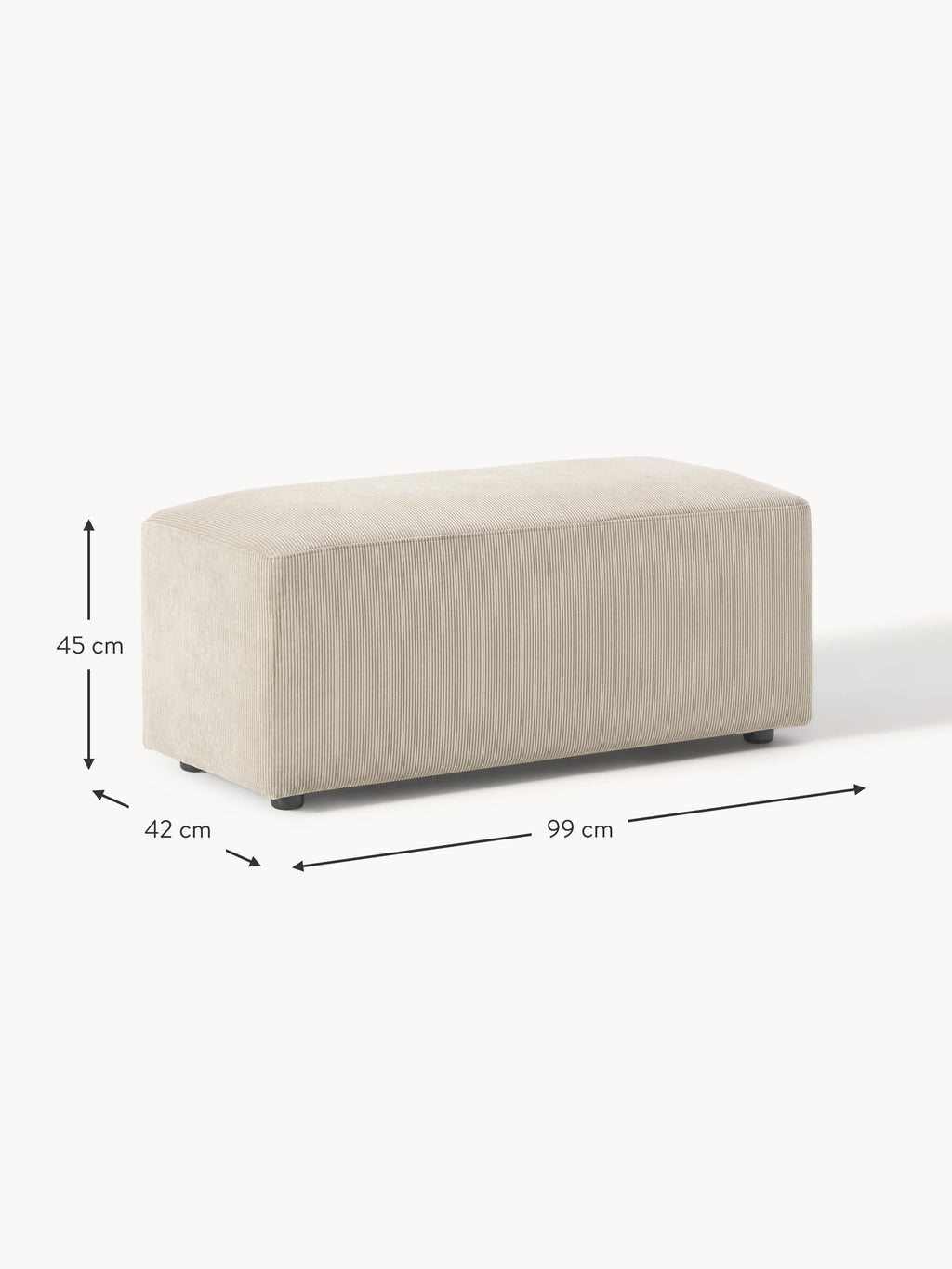 Melva Corduroy Ottoman, W 99 x D 42 cm