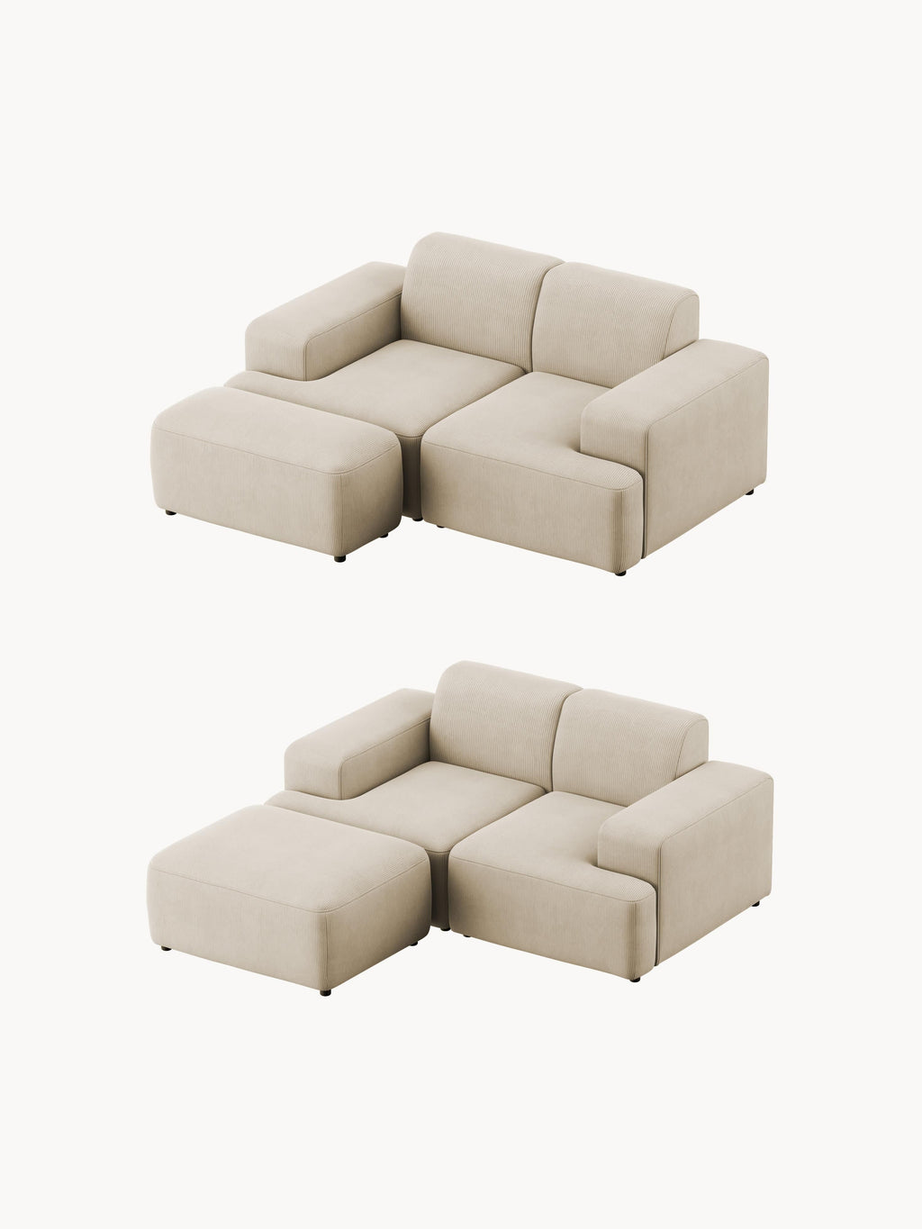Melva Corduroy Ottoman, W 99 x D 42 cm