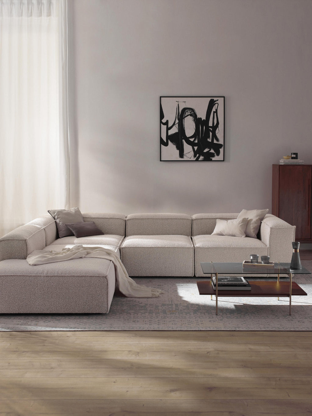 Lennon Bouclé Modular Corner Sofa (4-seater)