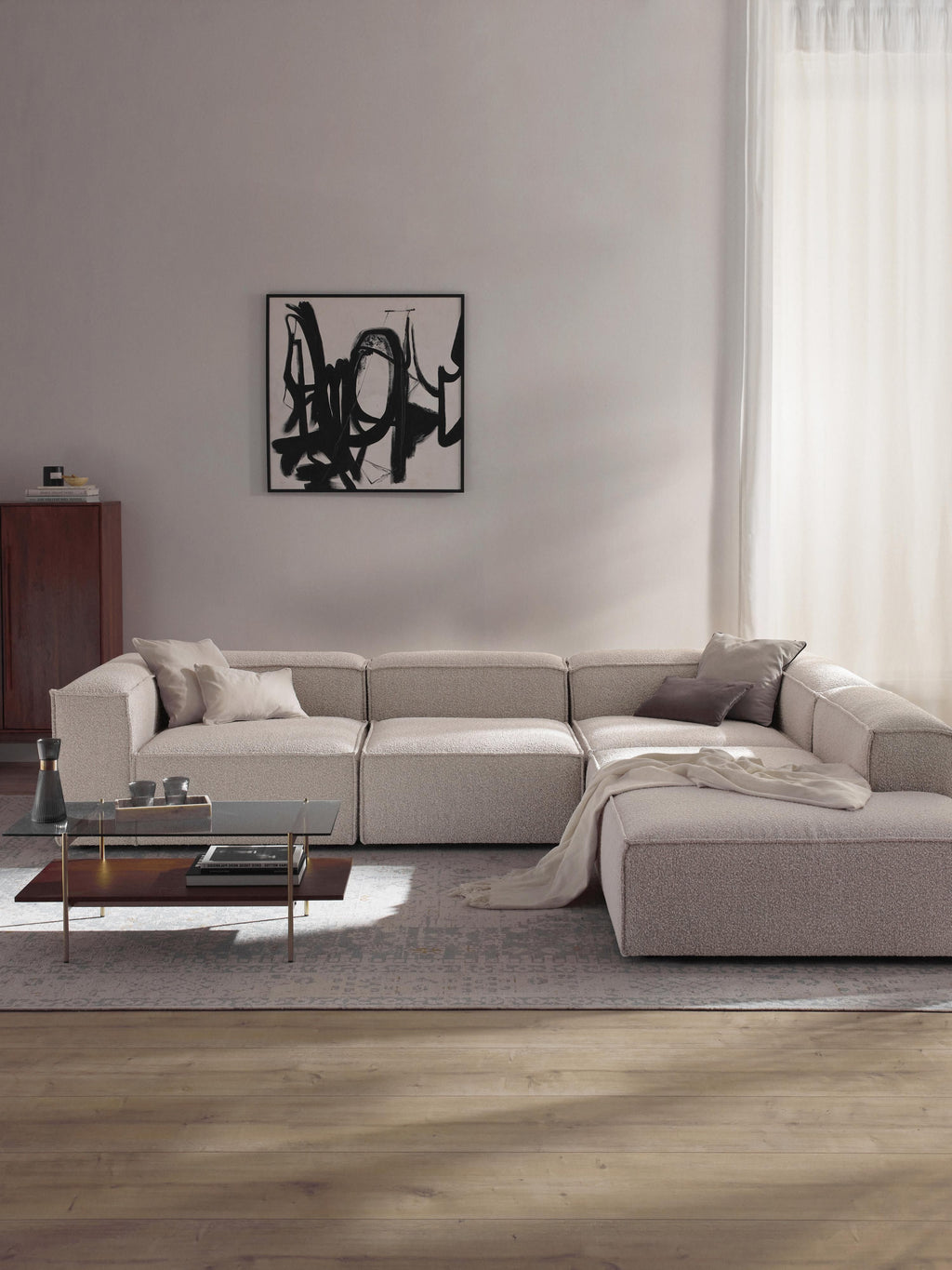 Lennon Bouclé Modular Corner Sofa (4-seater)