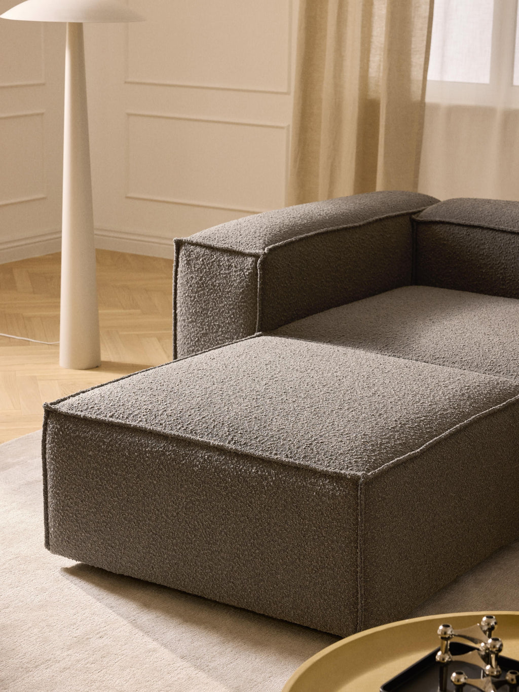 Lennon Bouclé Modular Sofa (4-seater) with Ottoman (left/right)