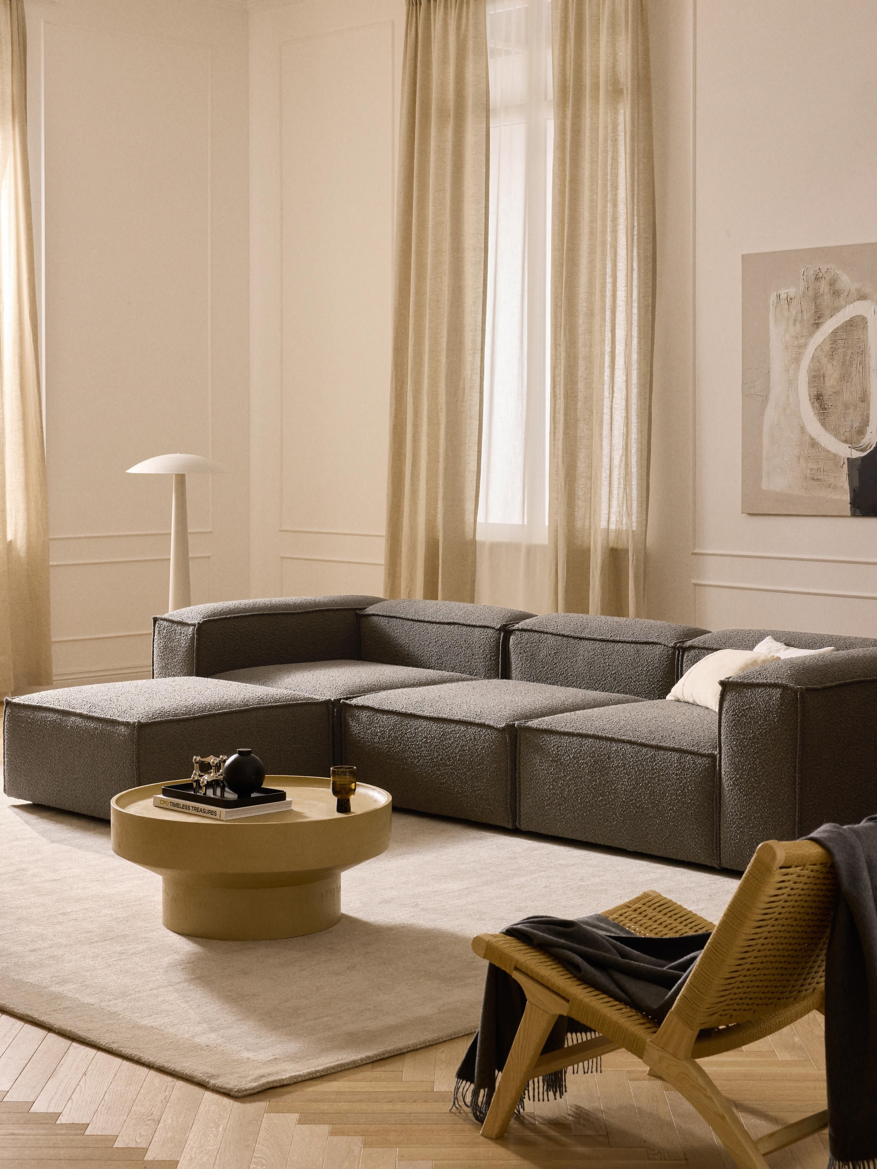 Lennon Bouclé Modular Sofa (4-seater) with Ottoman (left/right)