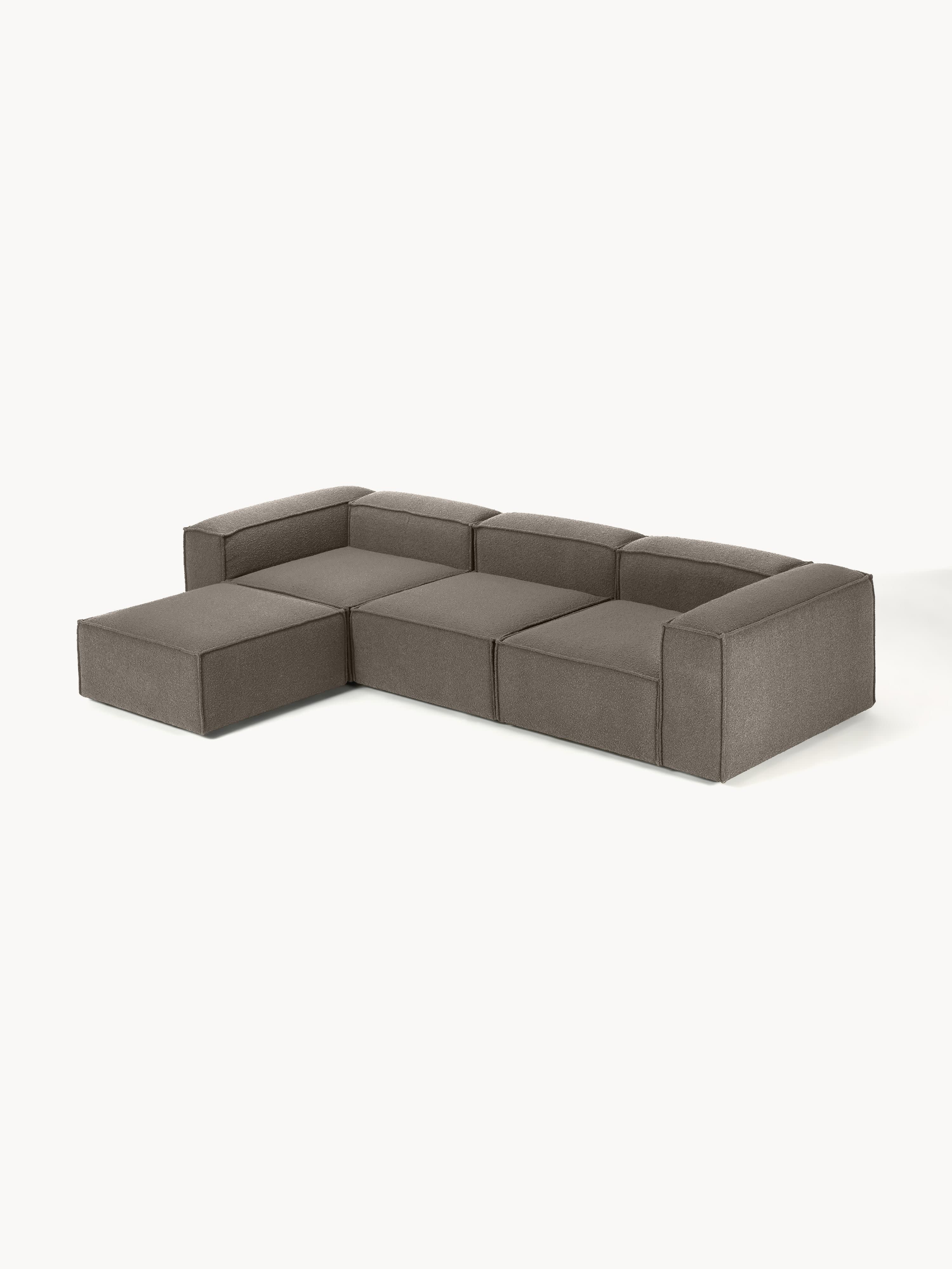 Lennon Bouclé Modular Sofa (4-seater) with Ottoman (left/right)