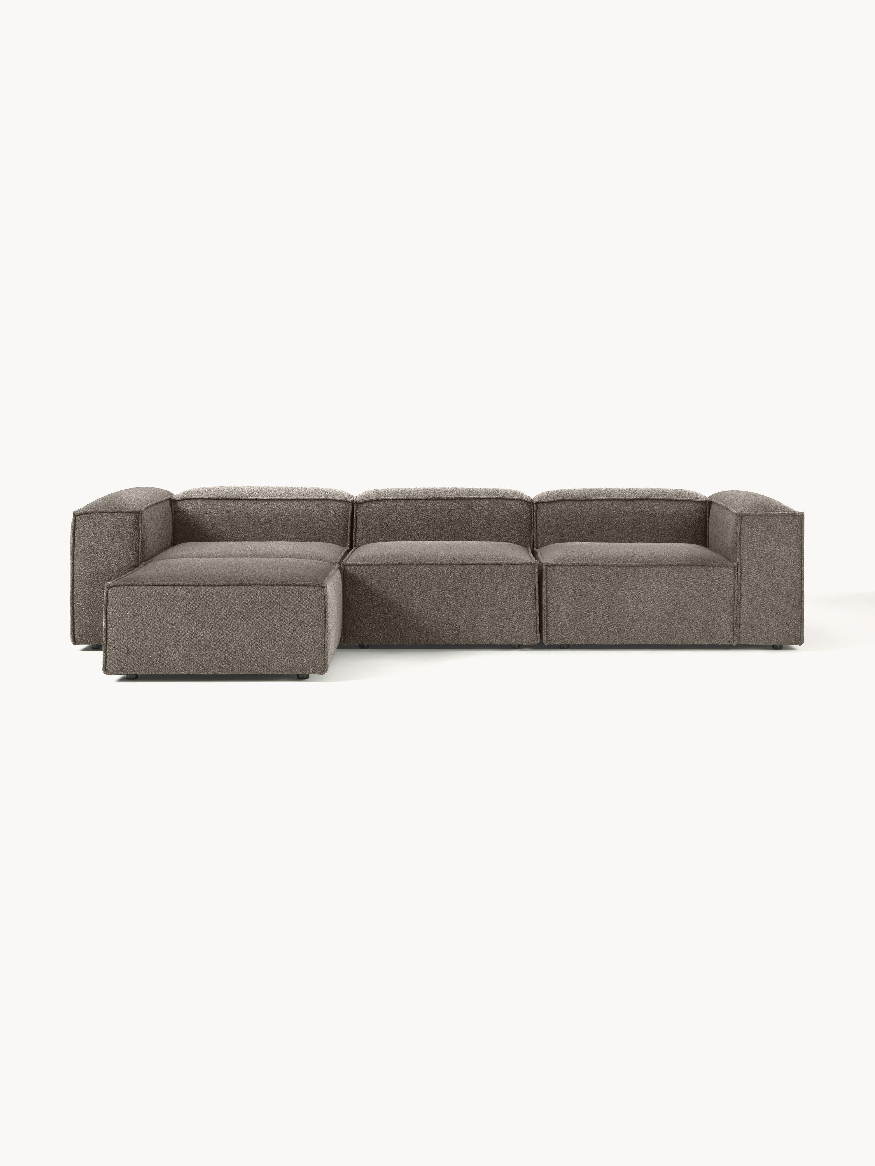 Lennon Bouclé Modular Sofa (4-seater) with Ottoman (left/right)