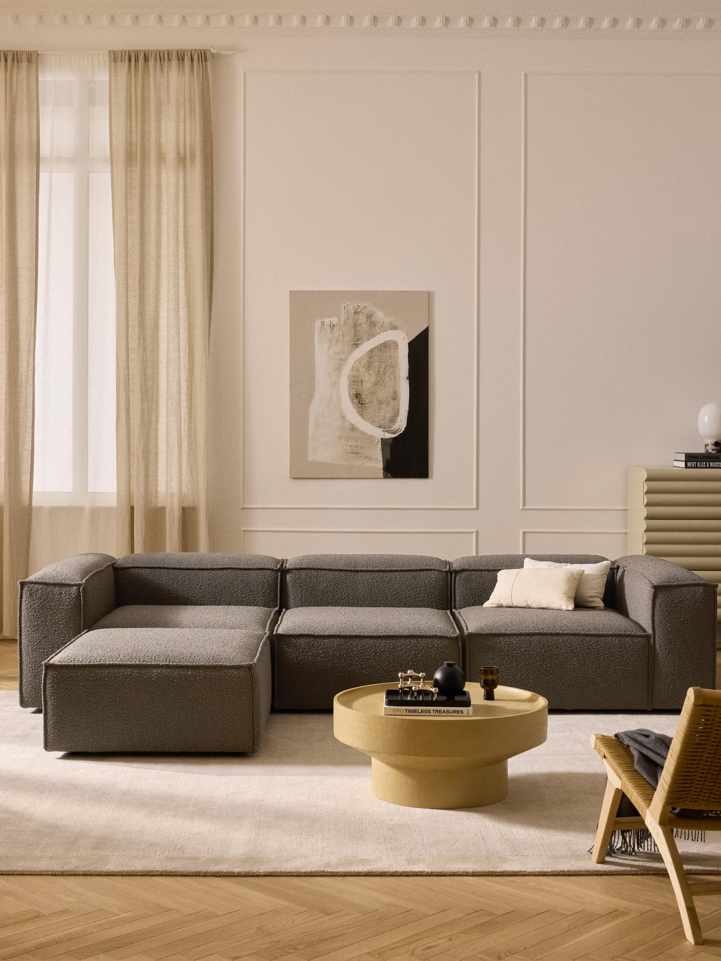 Lennon Bouclé Modular Sofa (4-seater) with Ottoman (left/right)