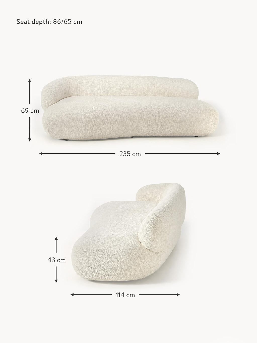 Alba Teddy Bouclé Sofa (3-seater)