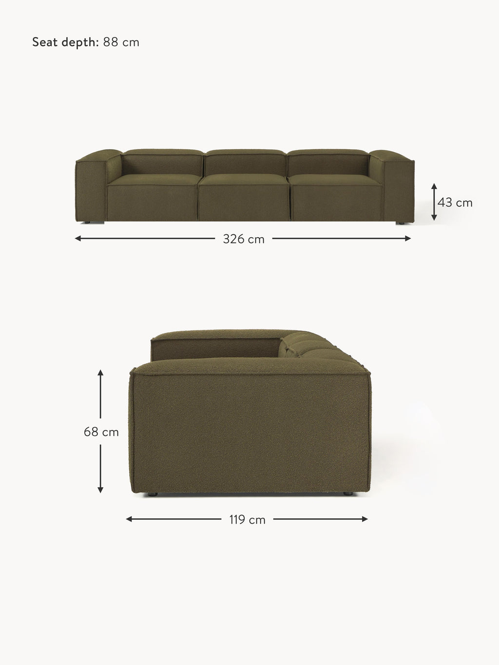 Lennon Bouclé Modular Sofa (4-seater)