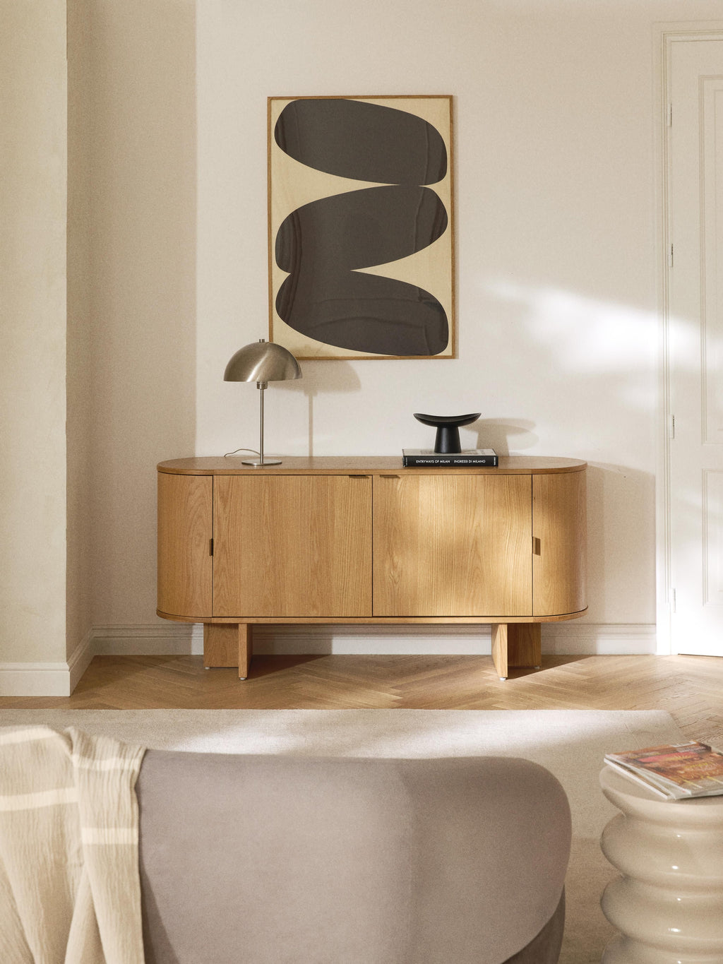 Zumi Wooden Sideboard with Rounded Corners