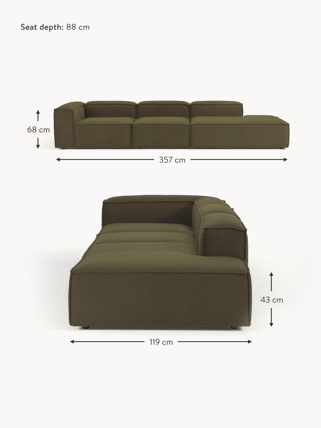 Lennon Bouclé Modular XL Ottoman