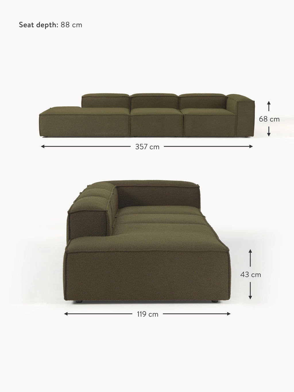 Lennon Bouclé Modular XL Ottoman