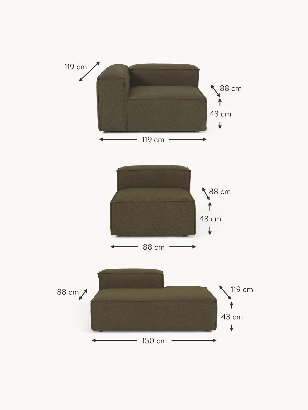 Lennon Bouclé Modular XL Ottoman