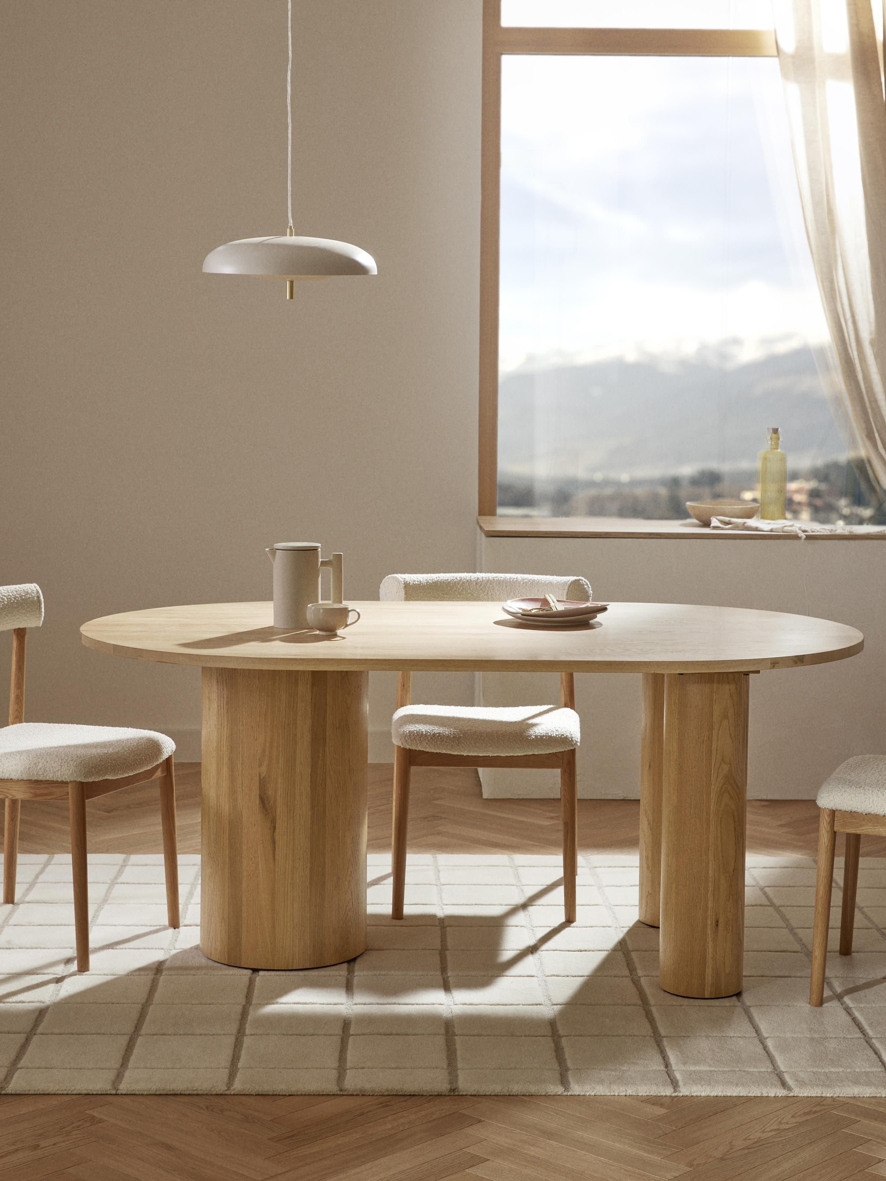 Dunia Oval Oak Wood Dining Table, in various sizes