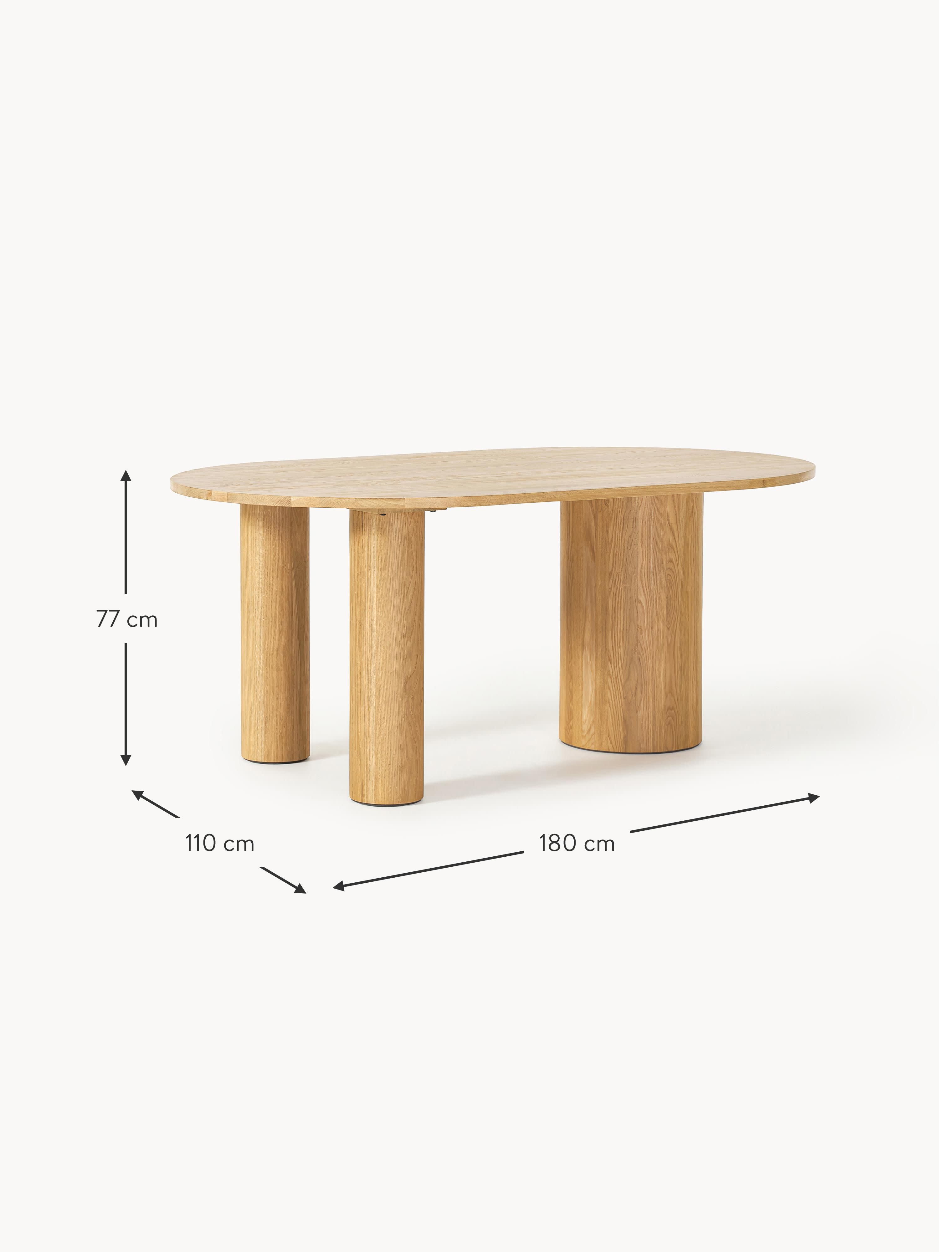 Dunia Oval Oak Wood Dining Table, in various sizes