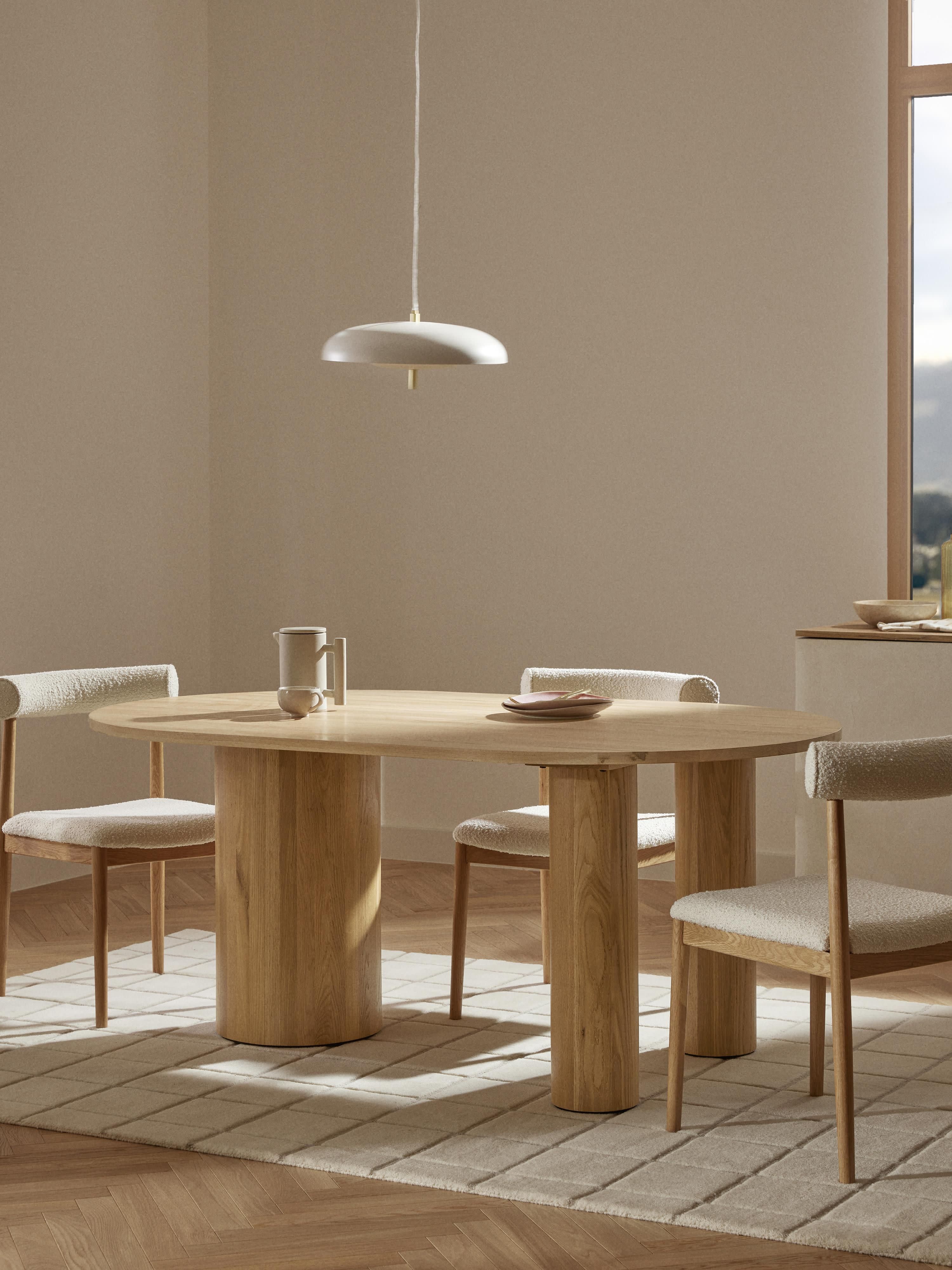 Dunia Oval Oak Wood Dining Table, in various sizes