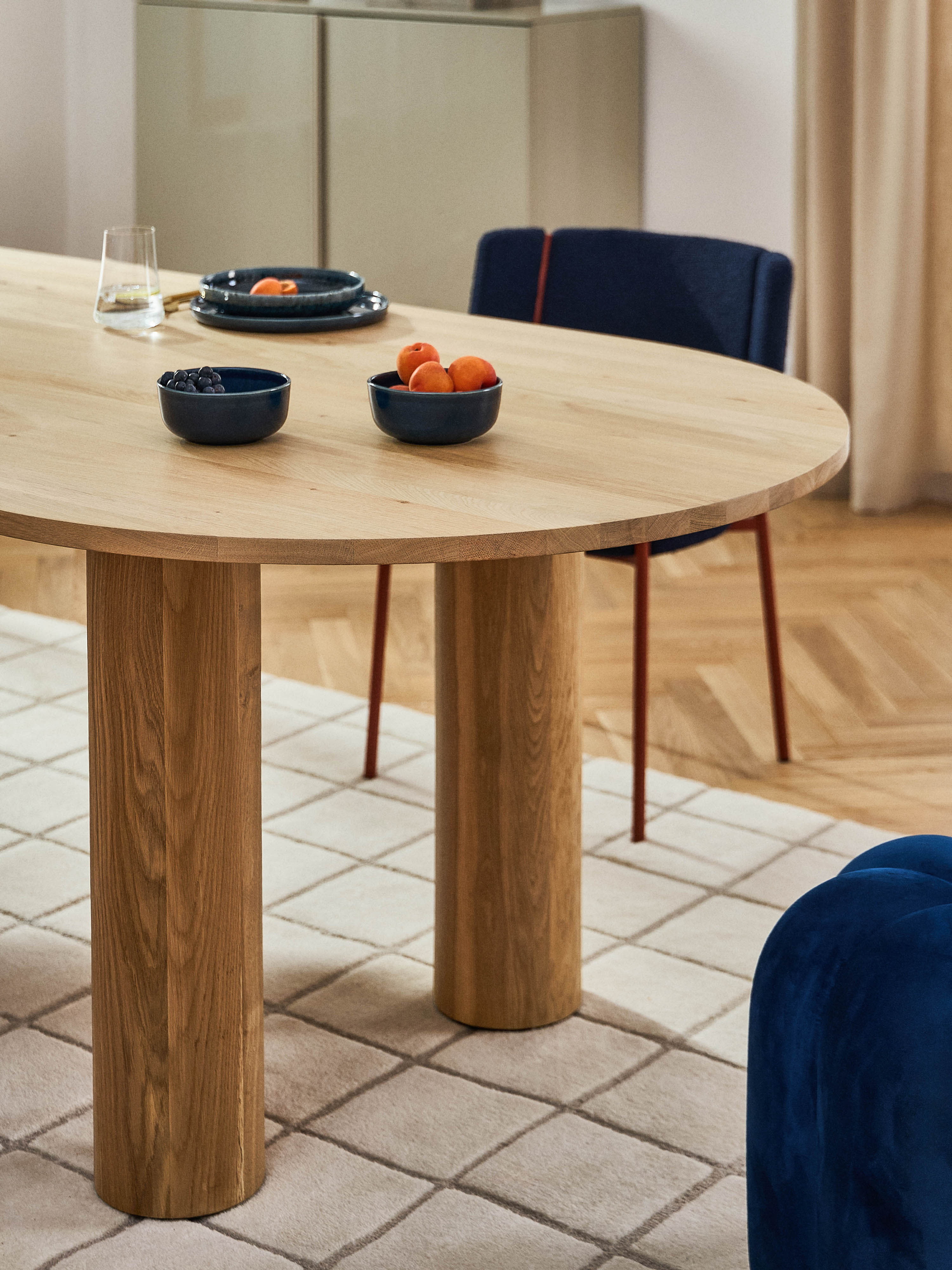 Dunia Oval Oak Wood Dining Table, in various sizes