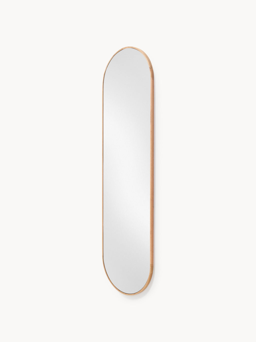 Avery Oval Full-Length Wall Mirror with Oak Wood Frame