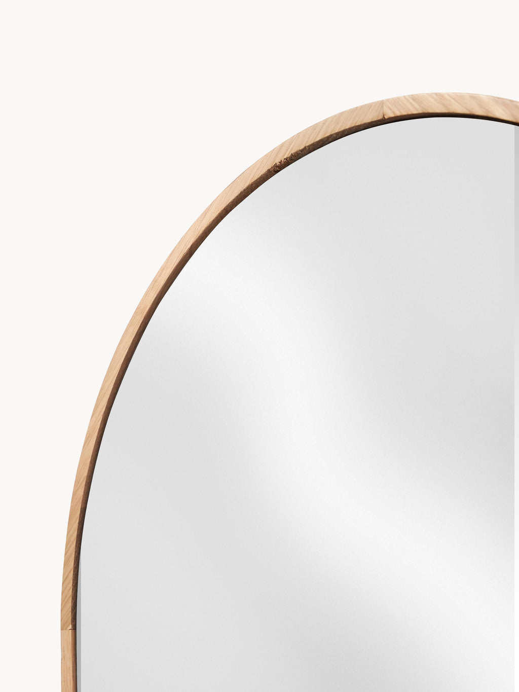 Avery Oval Full-Length Wall Mirror with Oak Wood Frame