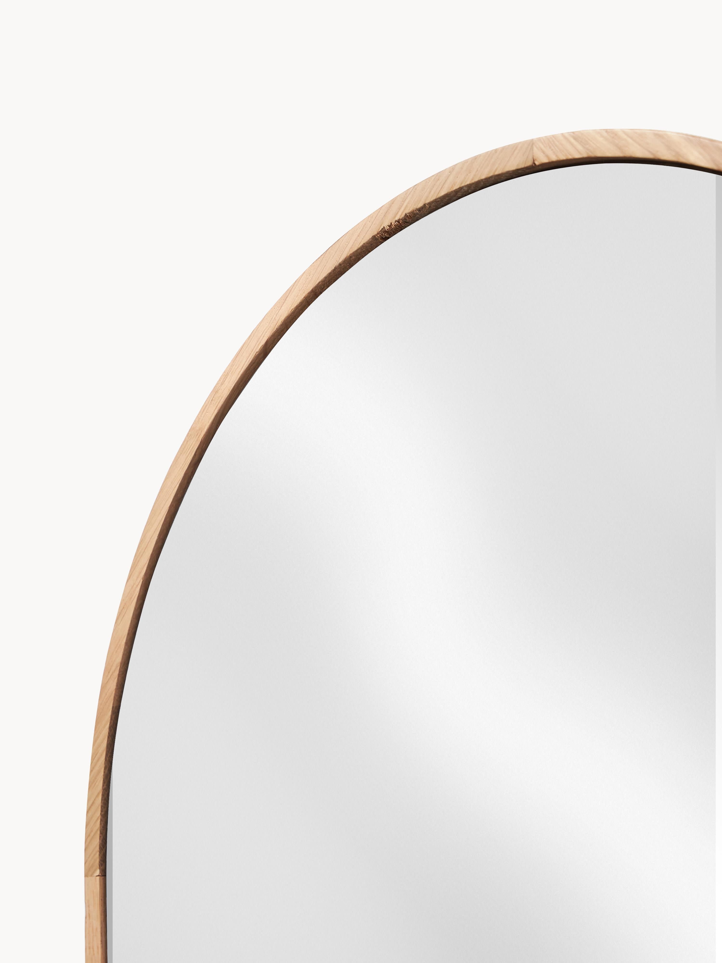 Avery Oval Full-Length Wall Mirror with Oak Wood Frame