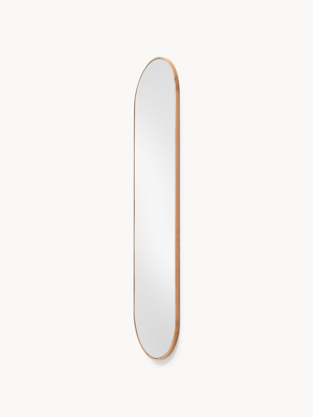 Avery Oval Full-Length Wall Mirror with Oak Wood Frame