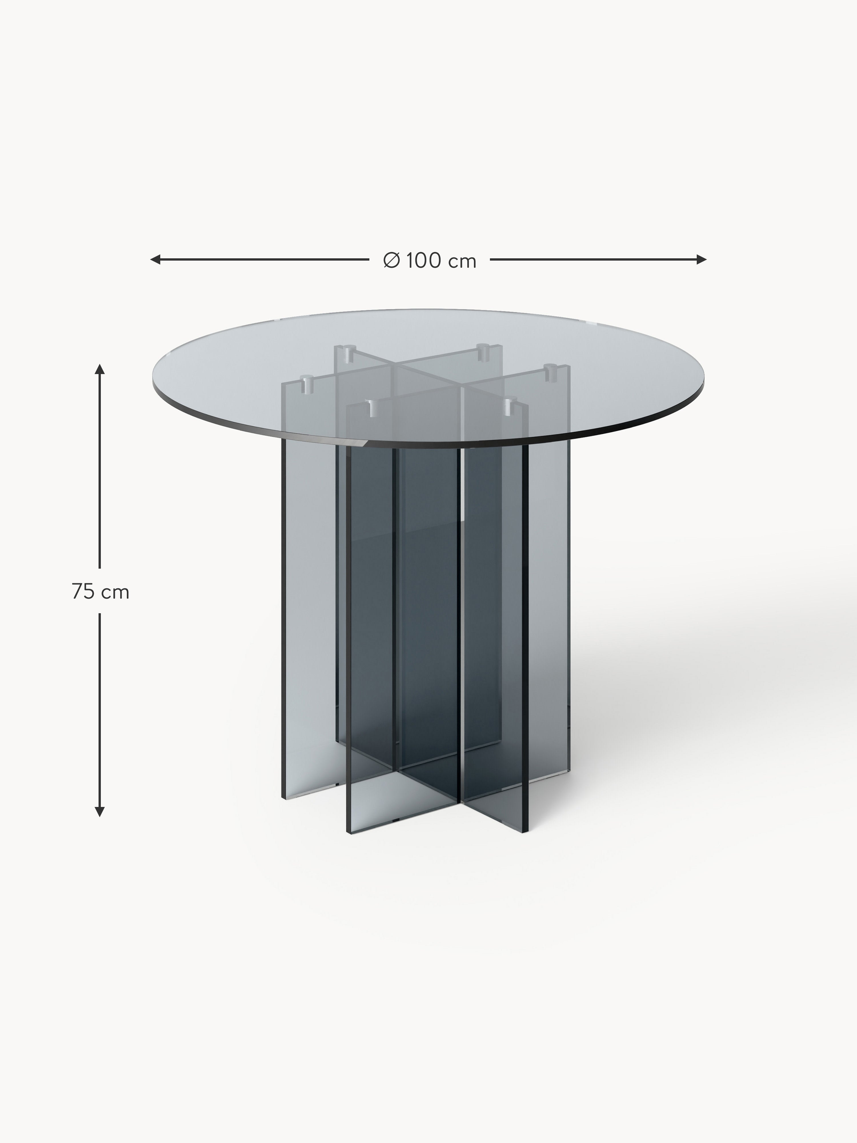 Anouk Round Glass Dining Table, in various sizes