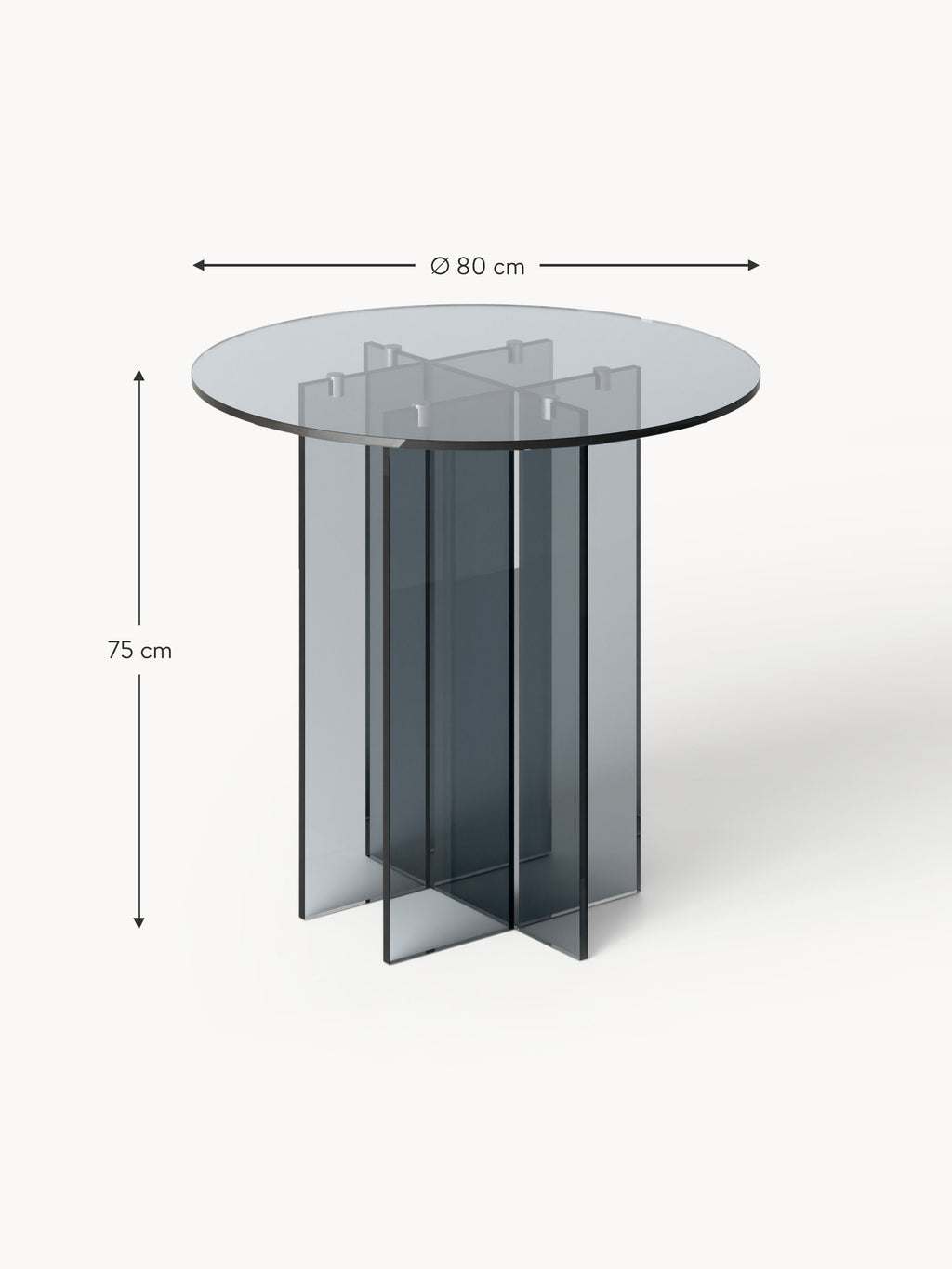 Anouk Round Glass Dining Table, in various sizes