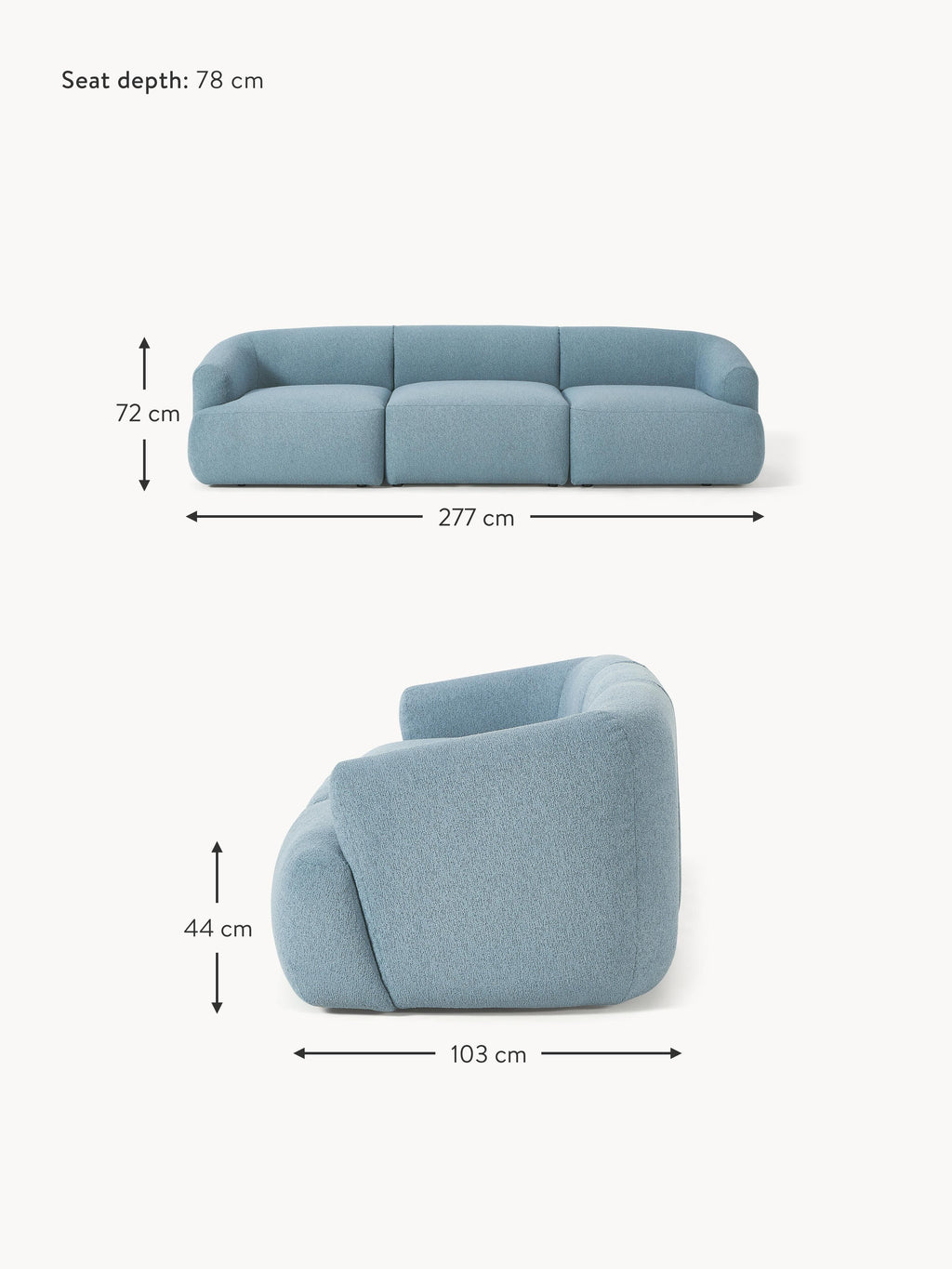 Sofia Modular Bouclé Sofa (4-seater)