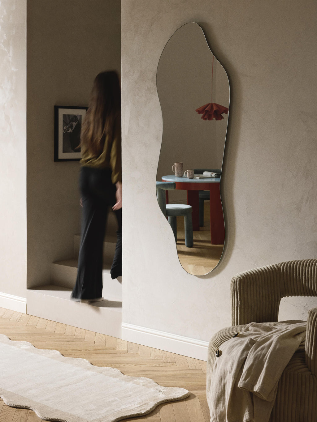 Lia Frameless Full-Length Wall Mirror in an Organic Shape