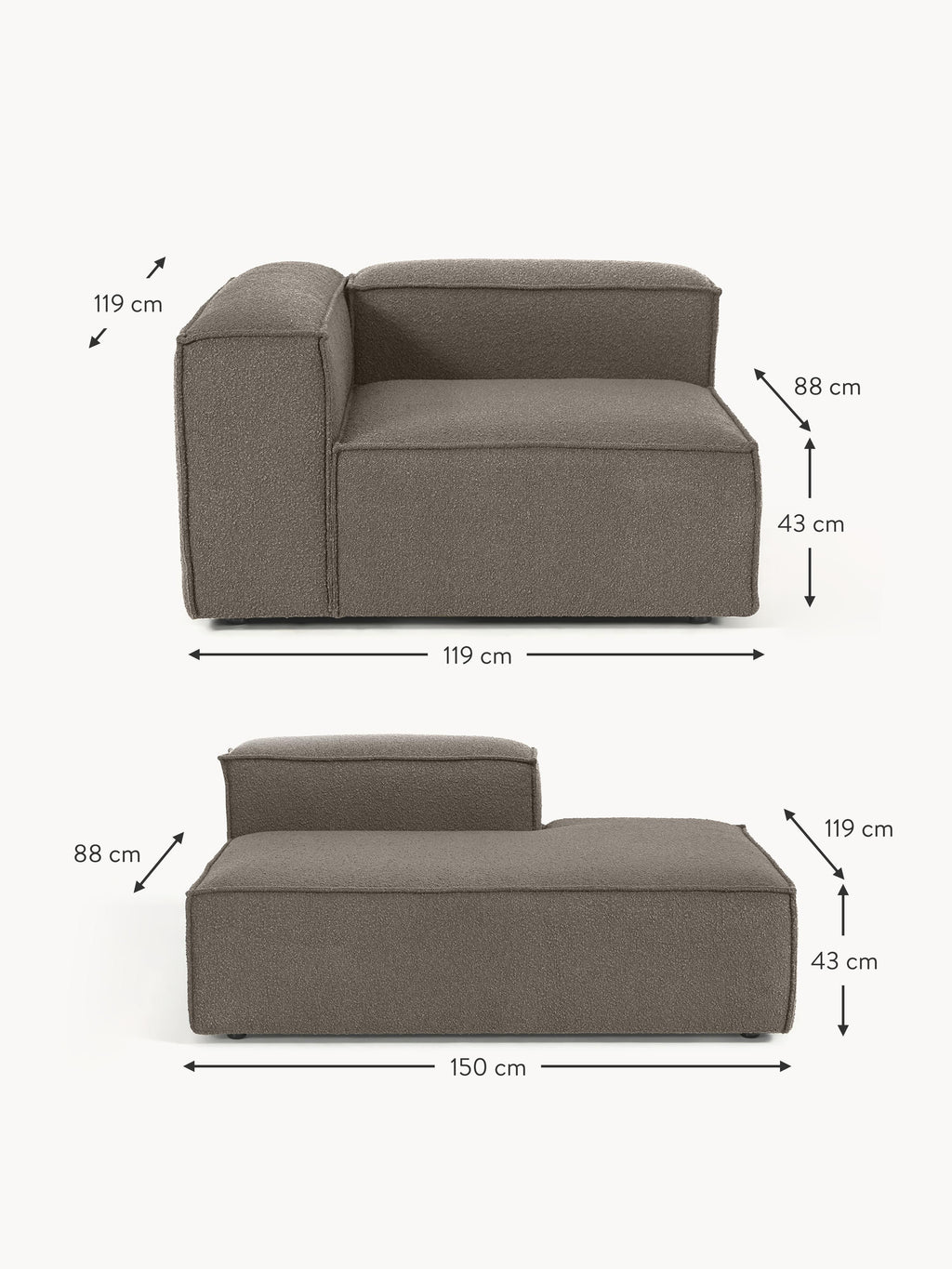 Lennon Bouclé Modular Ottoman