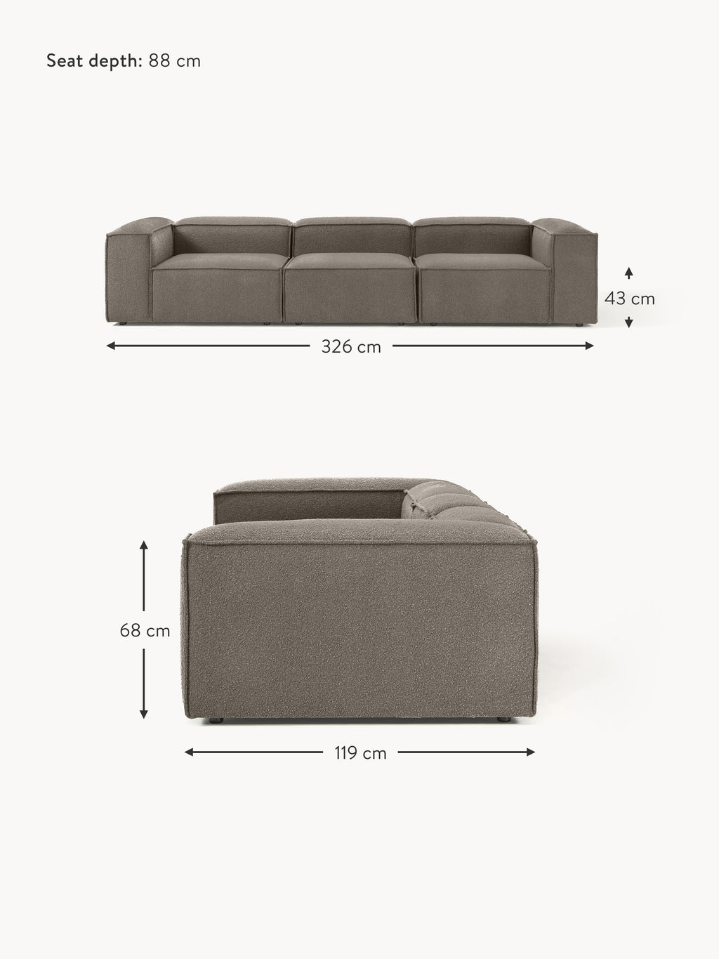 Lennon Bouclé Modular Sofa (4-seater)