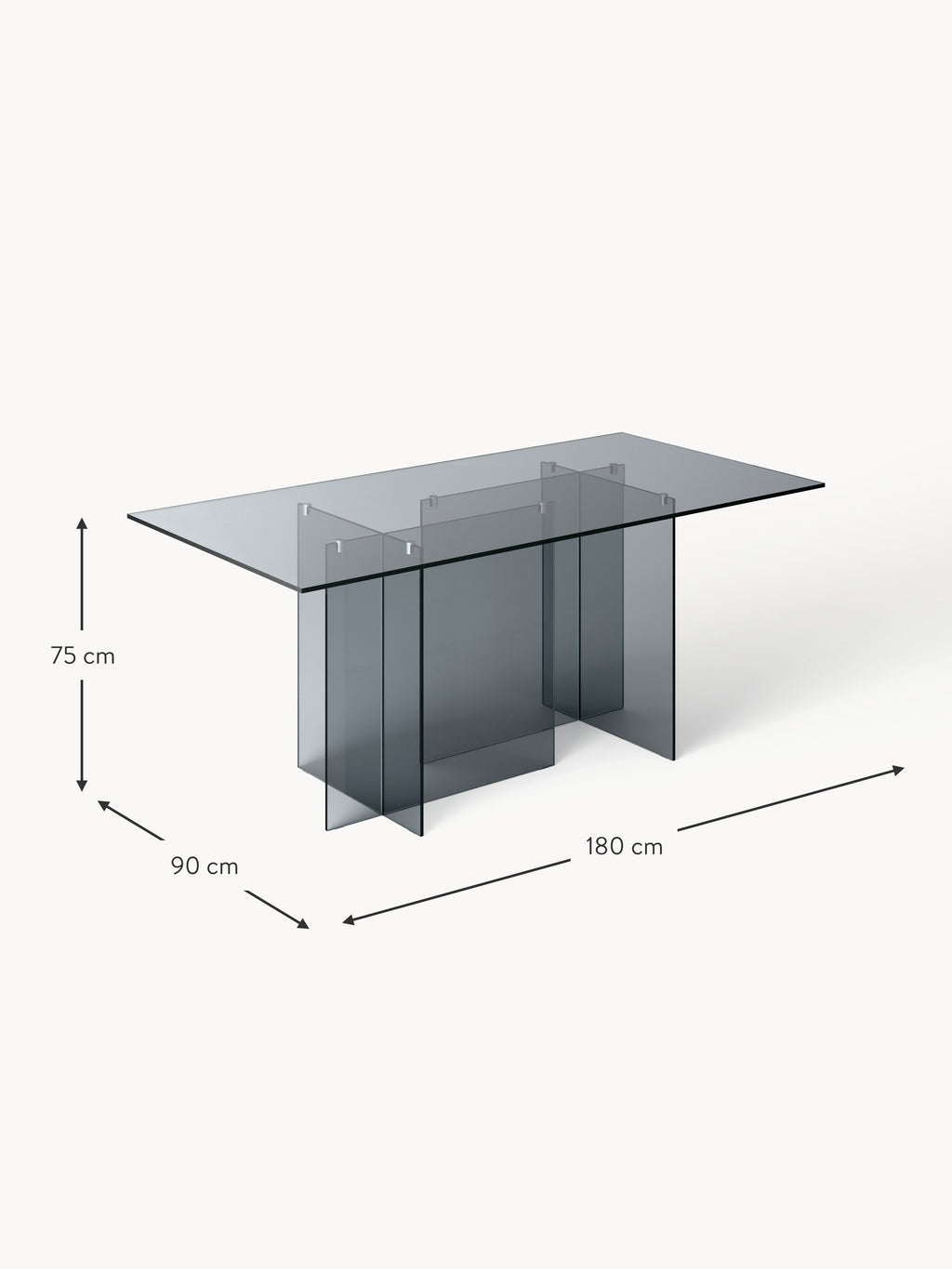 Anouk Glass Dining Table, 180 X 90 cm
