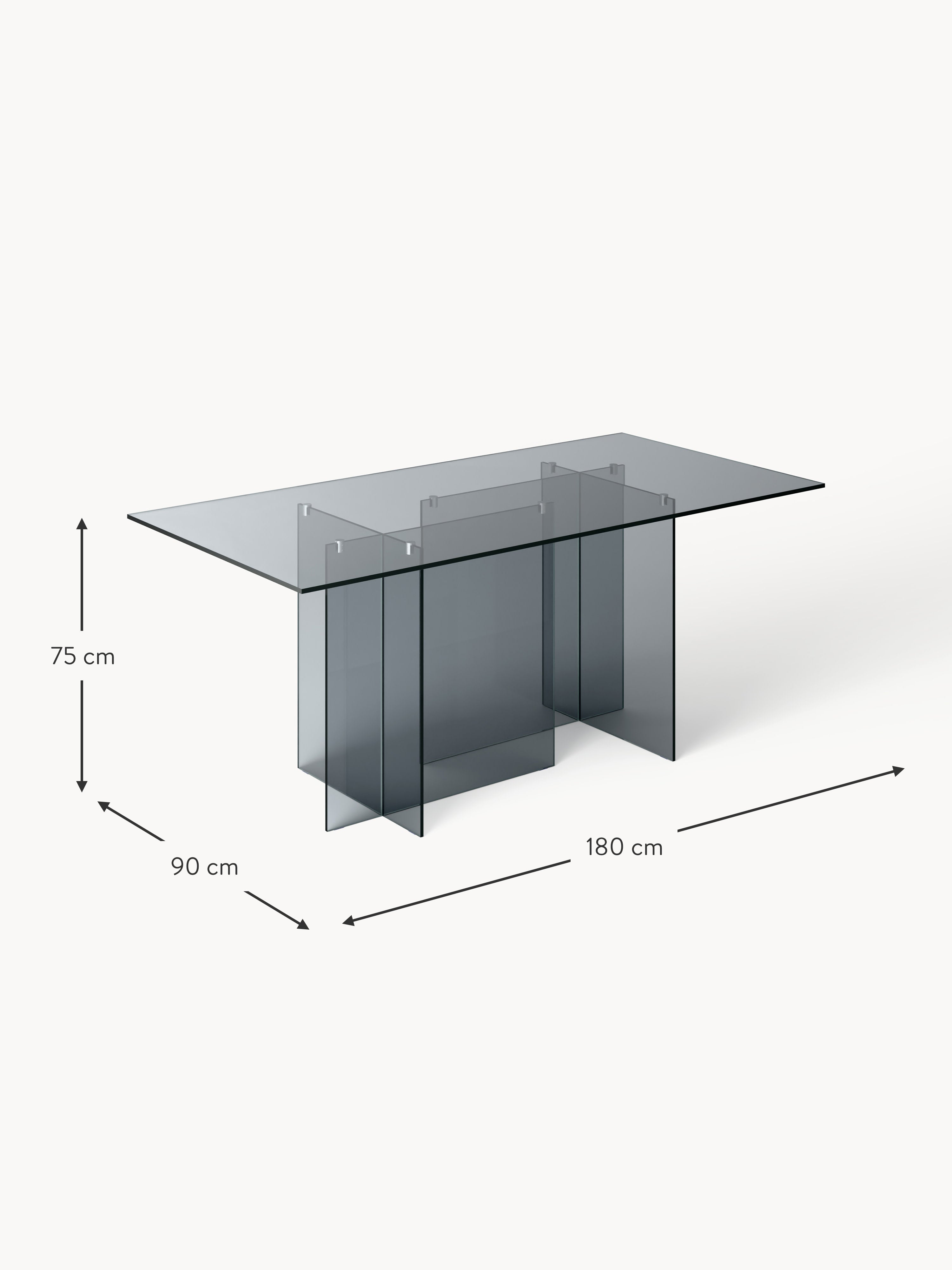 Anouk Glass Dining Table, 180 X 90 cm