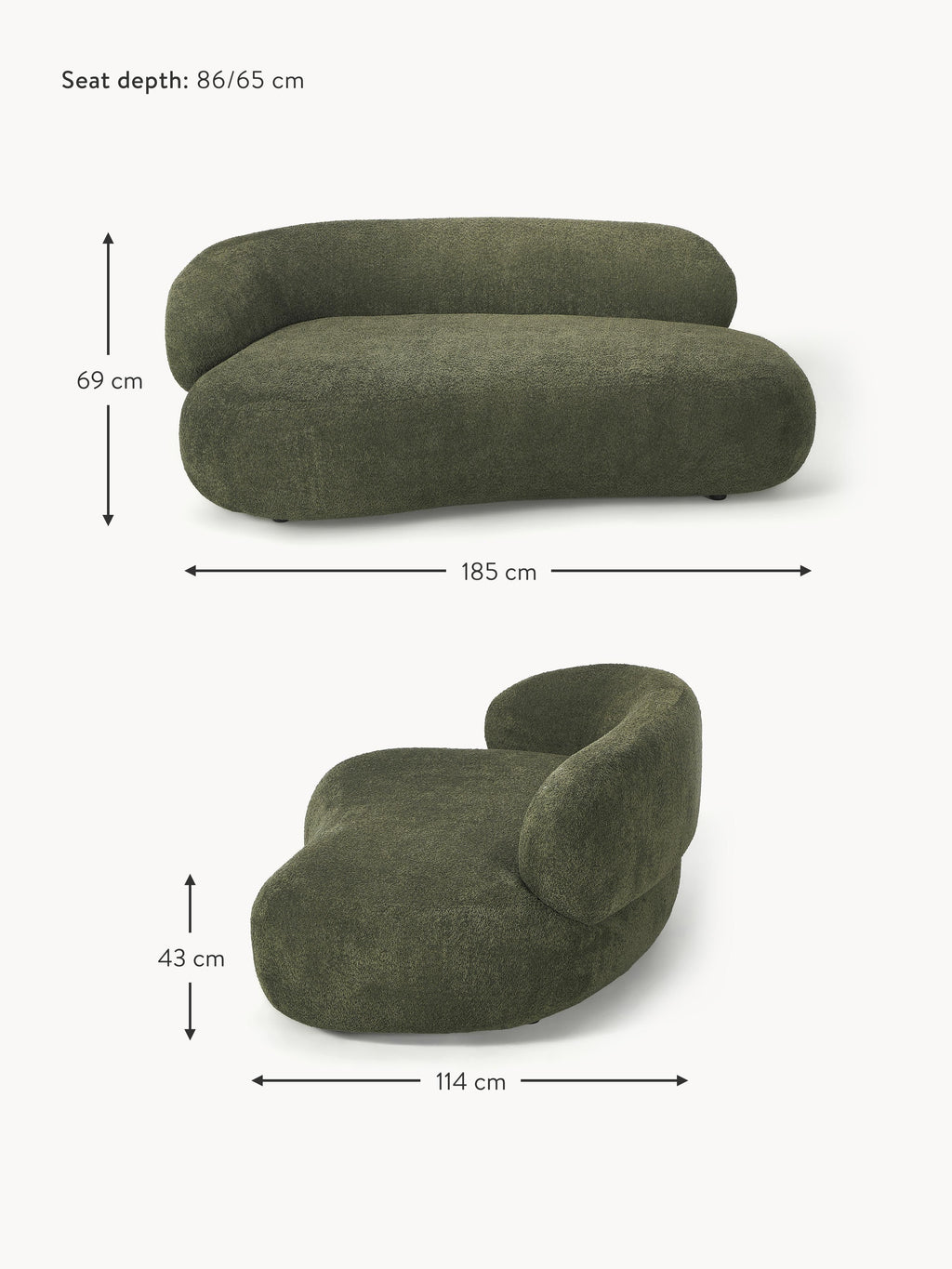 Alba Teddy Bouclé Sofa (2-seater)