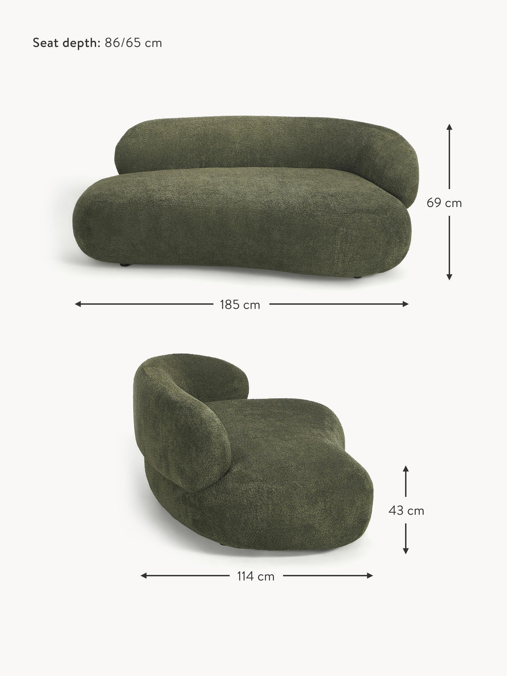 Alba Teddy Bouclé Sofa (2-seater)