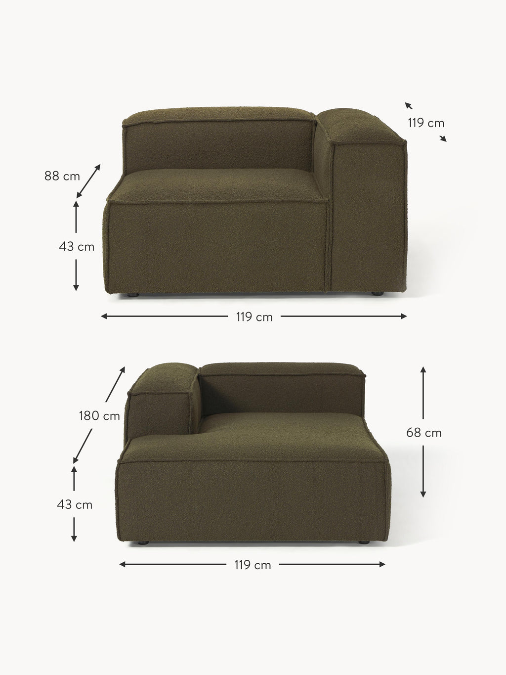 Lennon Bouclé Modular Corner Sofa (3-seater)