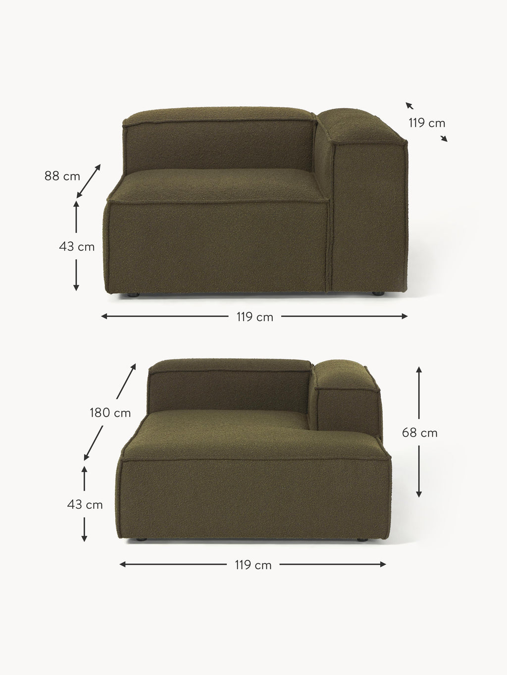 Lennon Bouclé Modular Corner Sofa (3-seater)