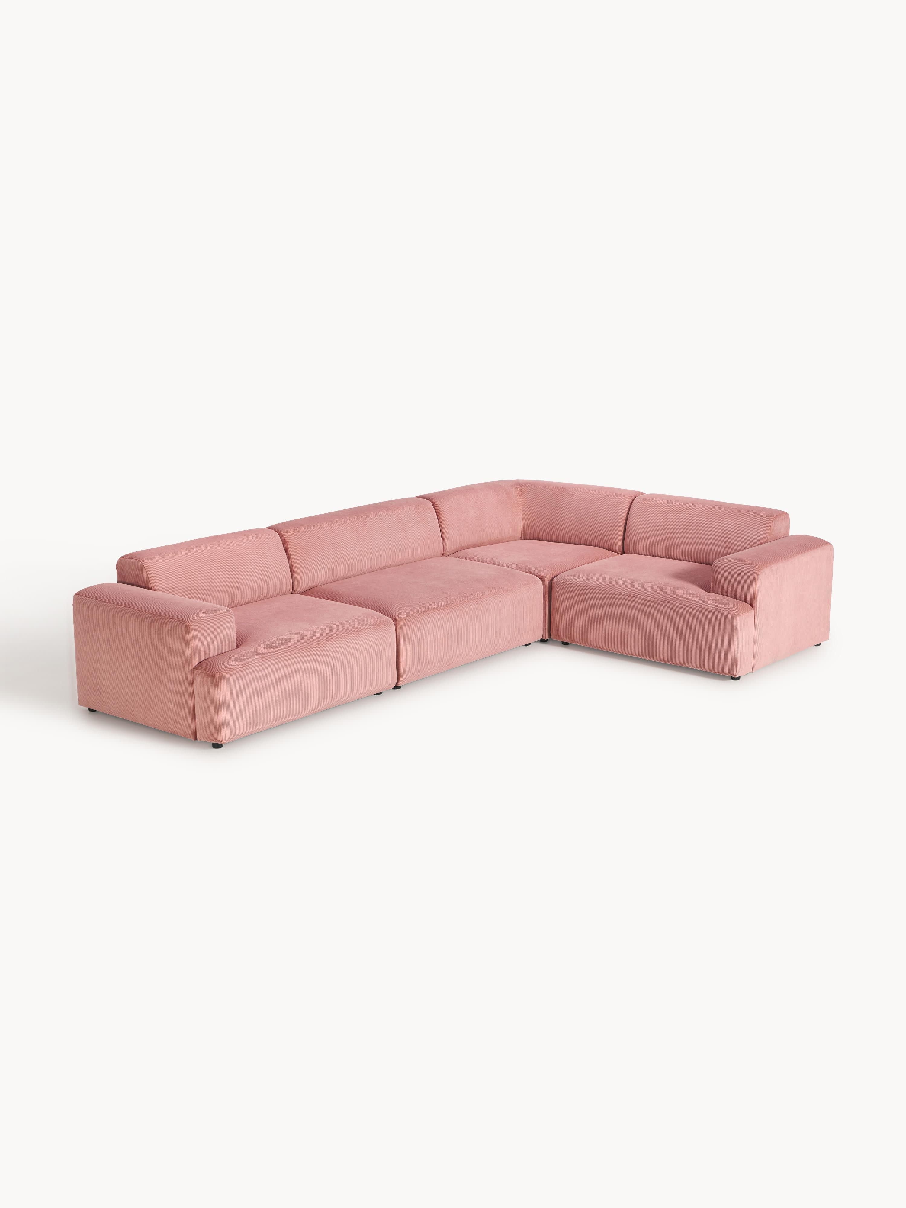 Gallery image 1 - Large Corduroy Corner Sofa Melva (4-seater)