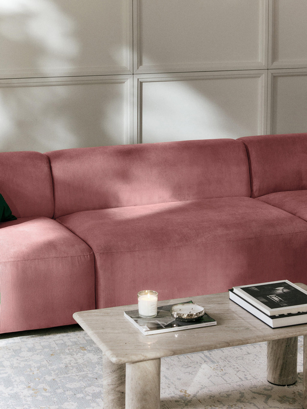 Melva Large Corduroy Corner Sofa (4-seater)