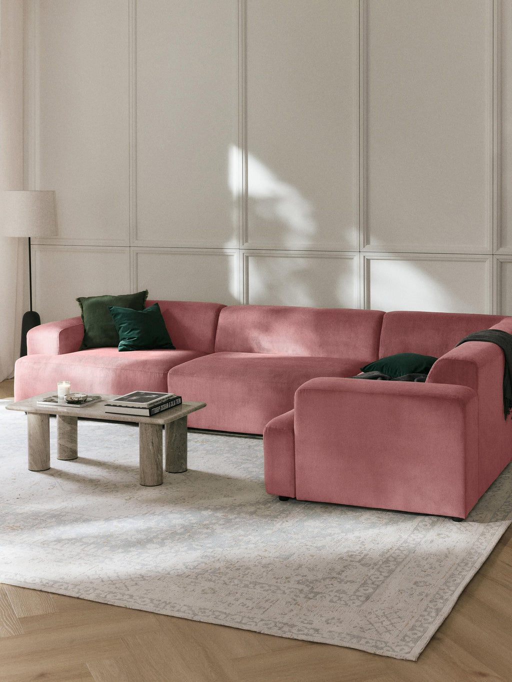 Melva Large Corduroy Corner Sofa (4-seater)
