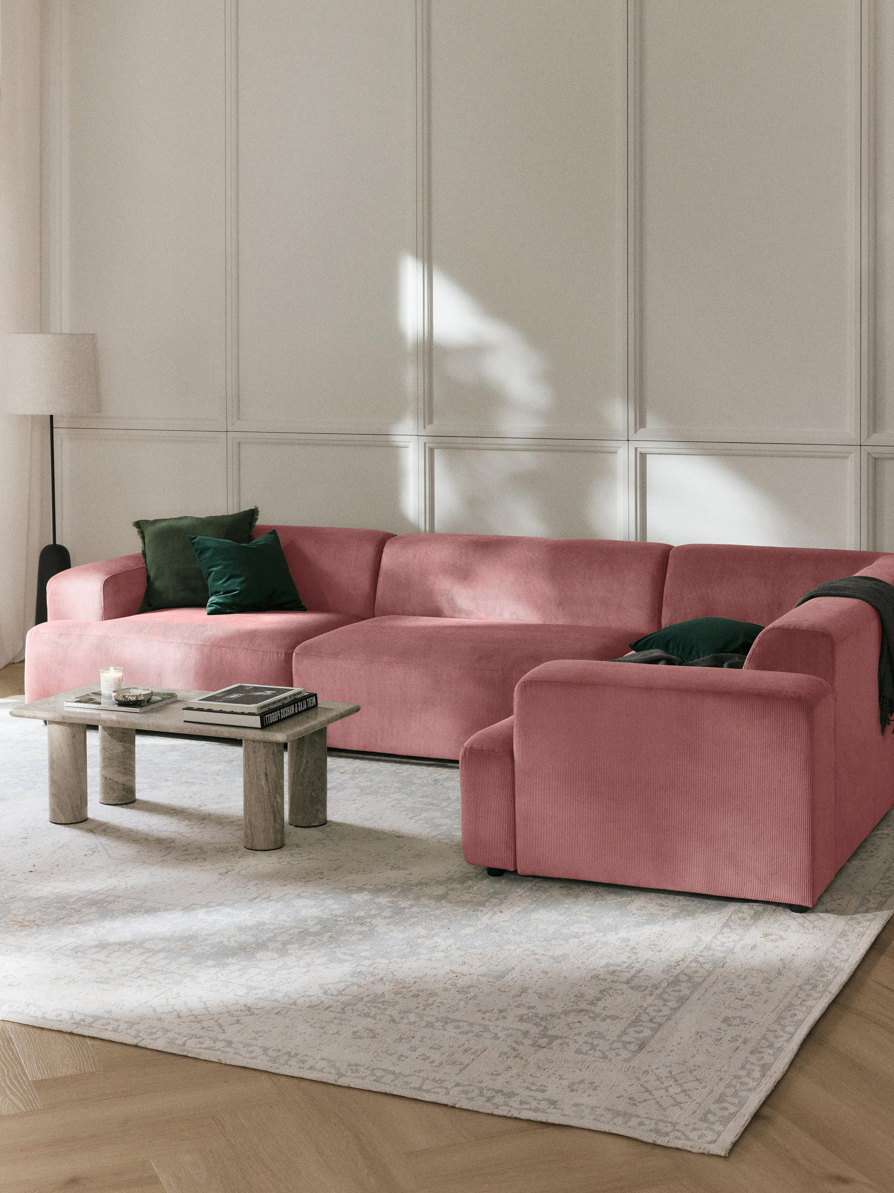 Melva Large Corduroy Corner Sofa (4-seater)