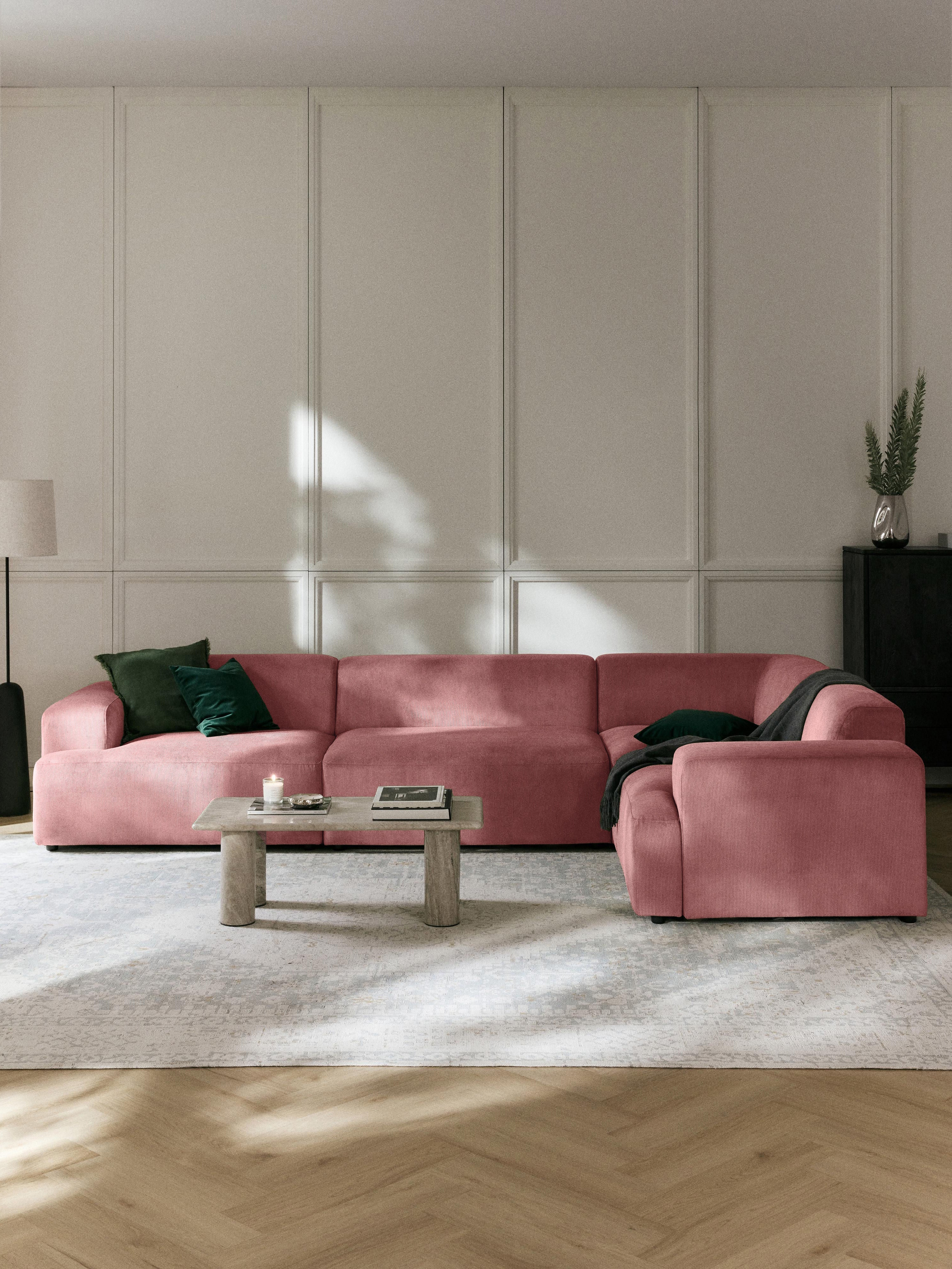 Melva Large Corduroy Corner Sofa (4-seater)