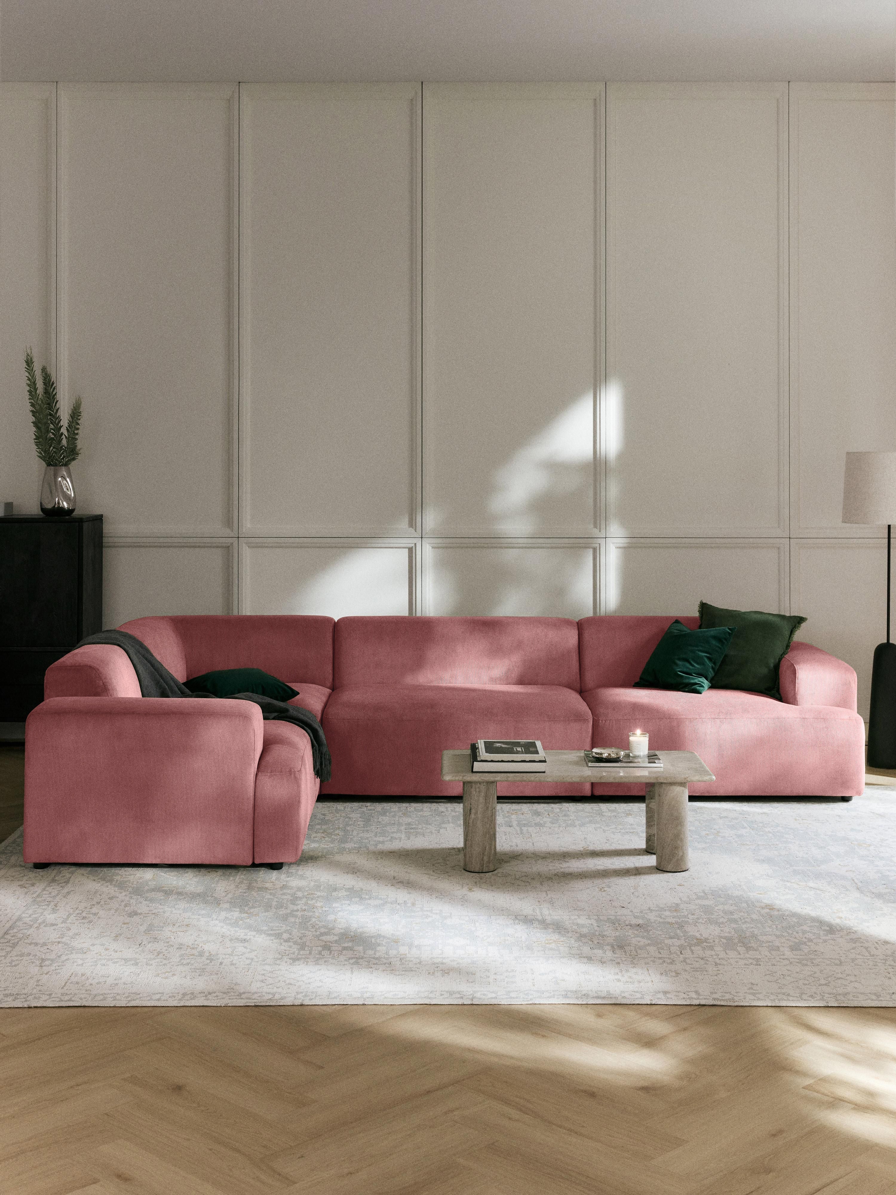 Melva Large Corduroy Corner Sofa (4-seater)