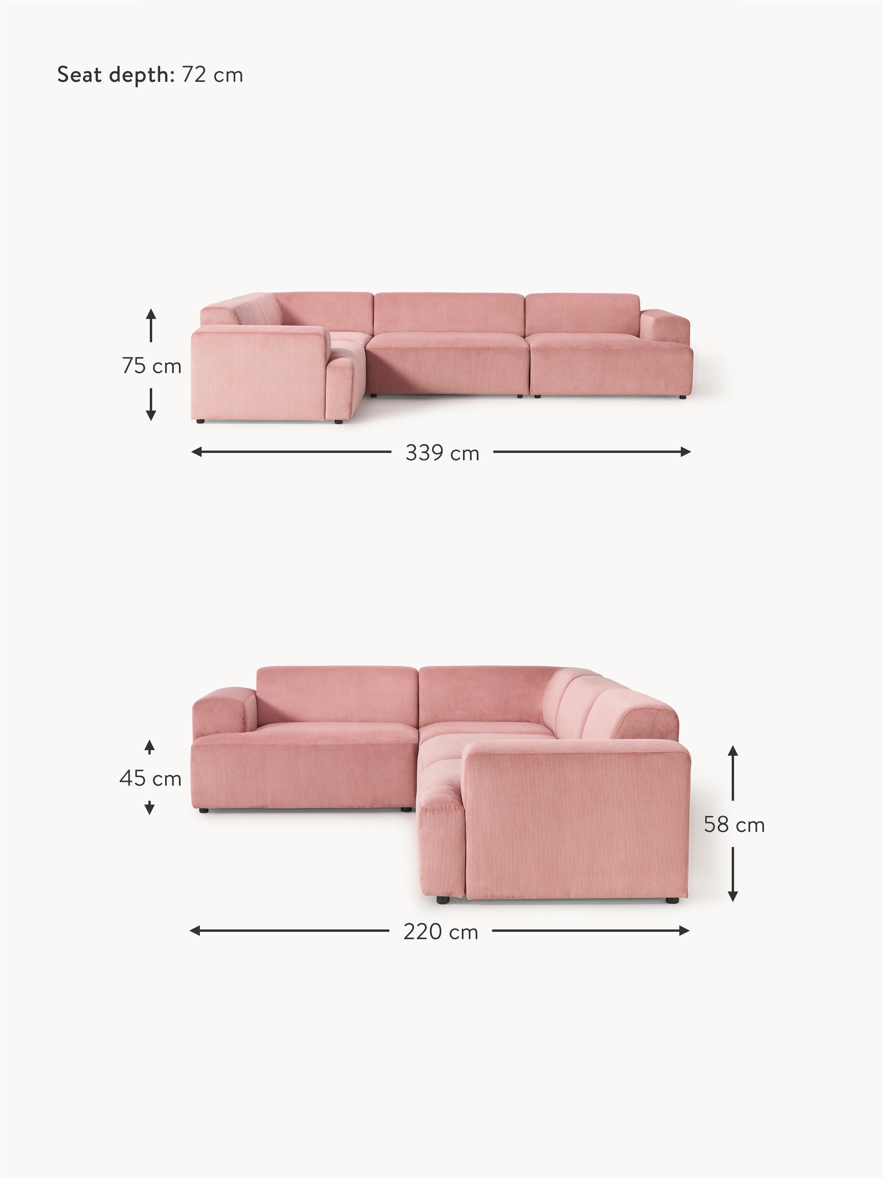 Melva Large Corduroy Corner Sofa (4-seater)