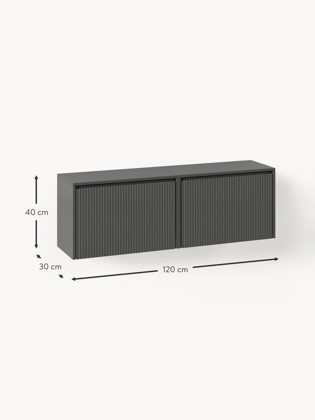 Shea Wall-Mounted Fold Out Shoe Cabinet with Ribbed Front