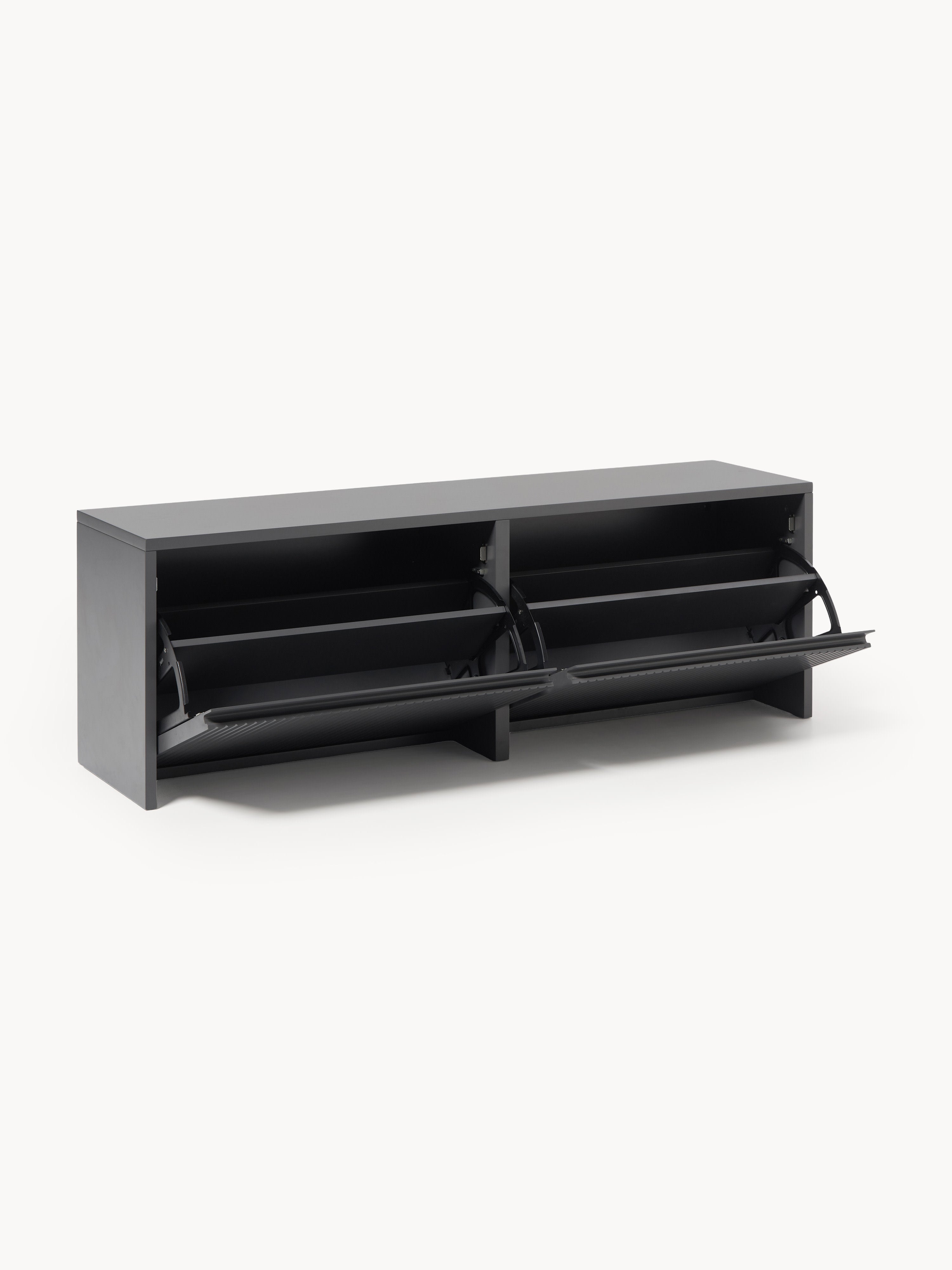 Shea Wall-Mounted Fold Out Shoe Cabinet with Ribbed Front
