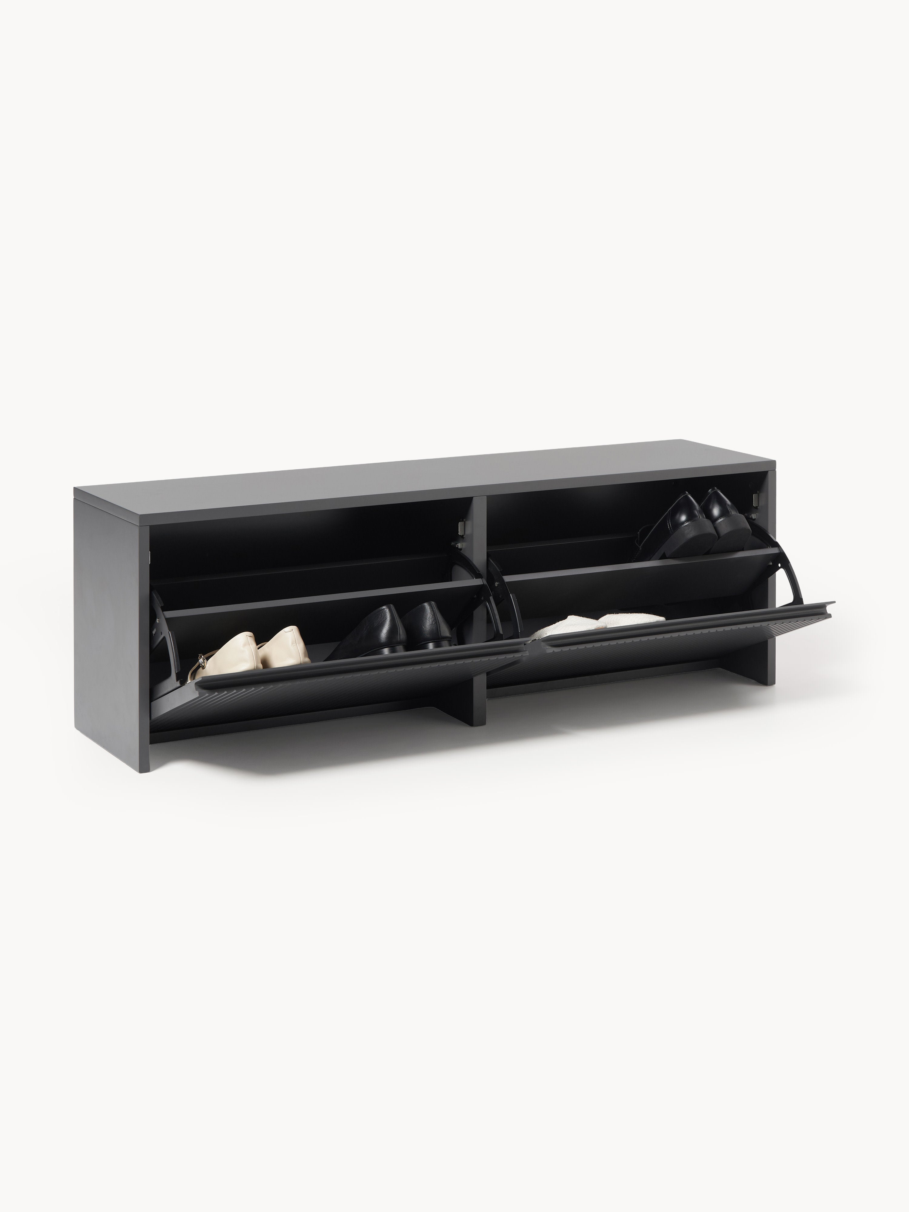 Shea Wall-Mounted Fold Out Shoe Cabinet with Ribbed Front